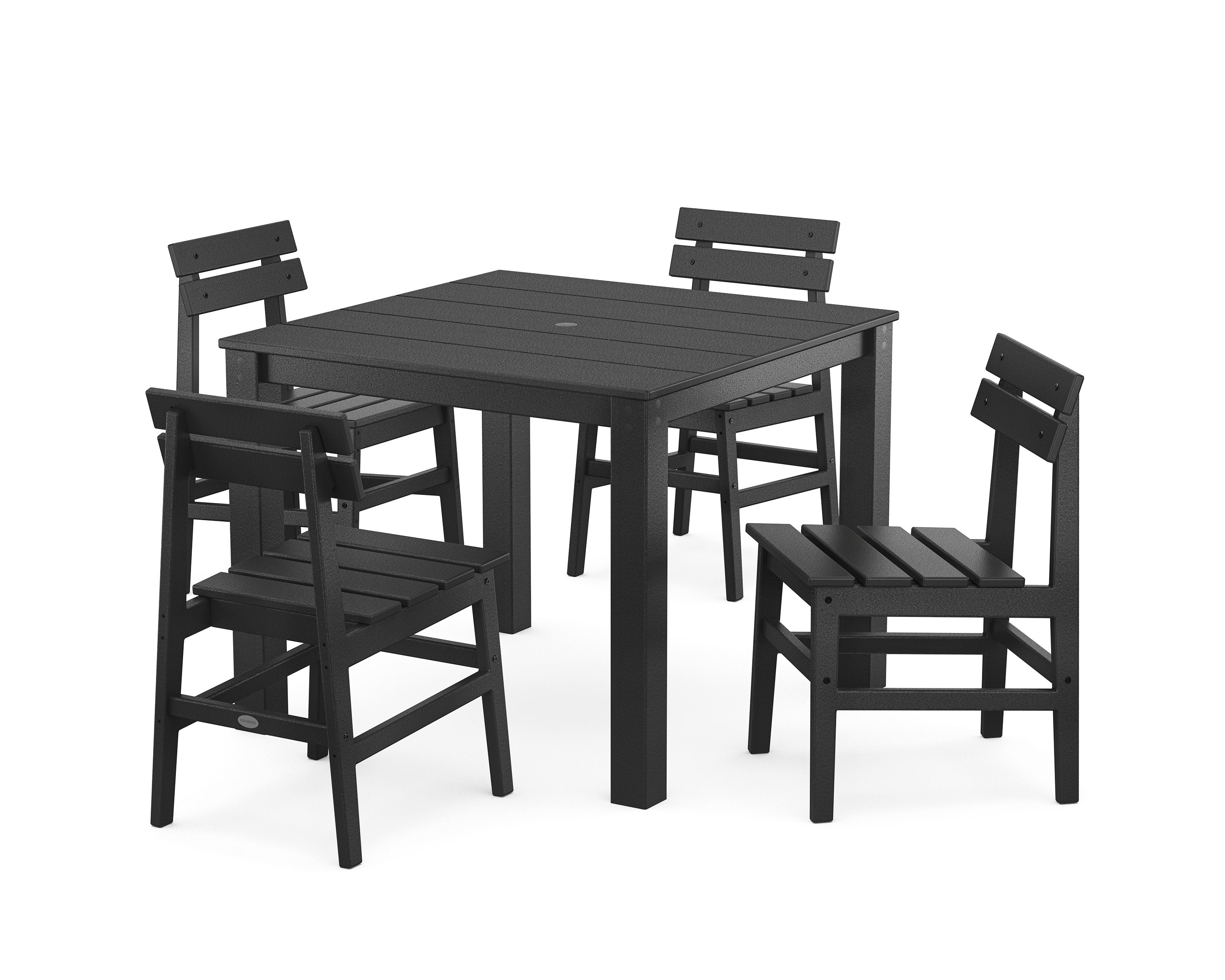 Modern Studio Plaza Chair 5-Piece Parsons Dining Set in Black