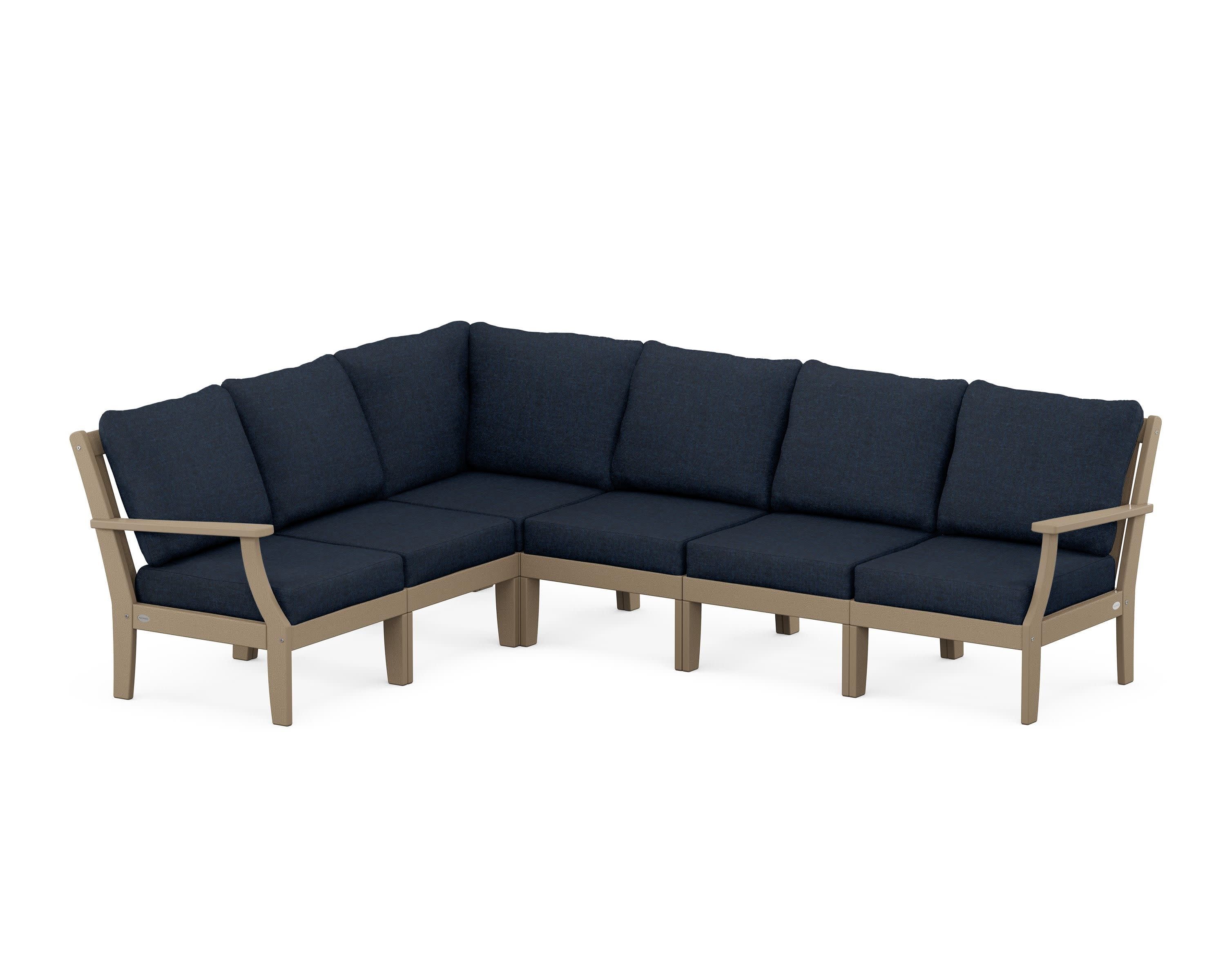 Braxton Modular 6-Piece Deep Seating Set in Vintage Sahara / Marine Indigo