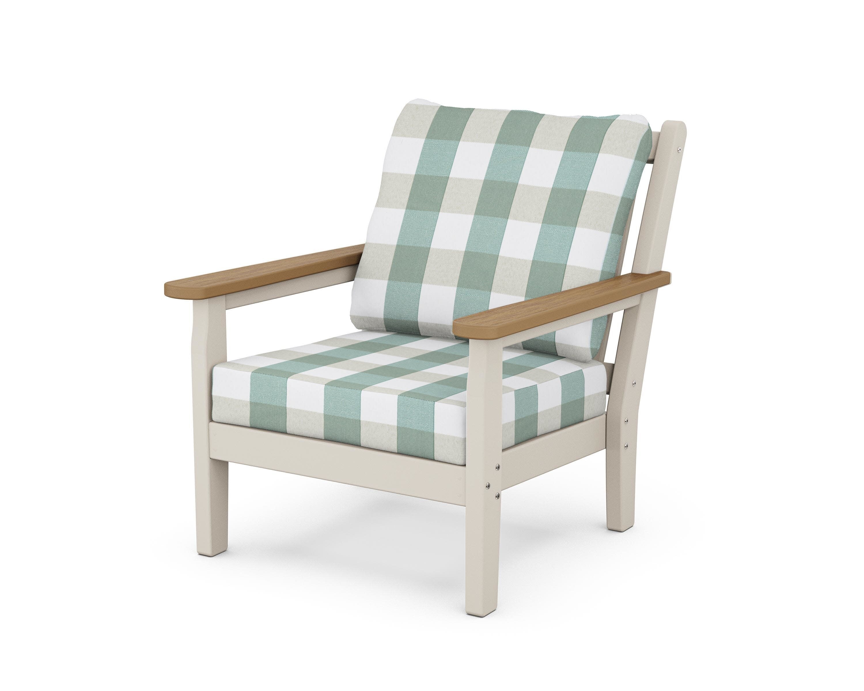 Chippendale Deep Seating Chair in Sand / Natural / Buffalo Plaid Glacier Spa