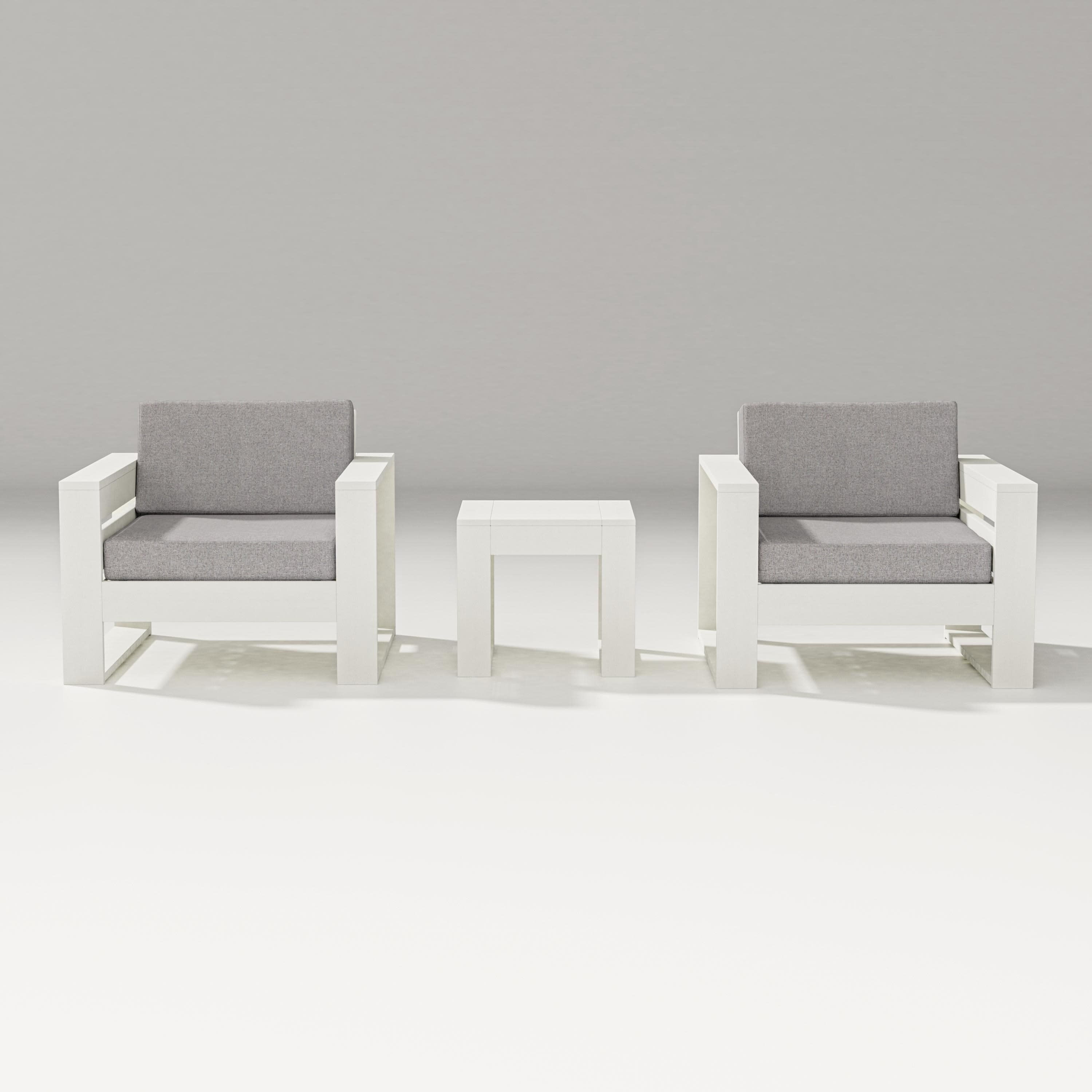 Latitude 3-Piece Lounge Chair Set in Vintage White / Grey Mist