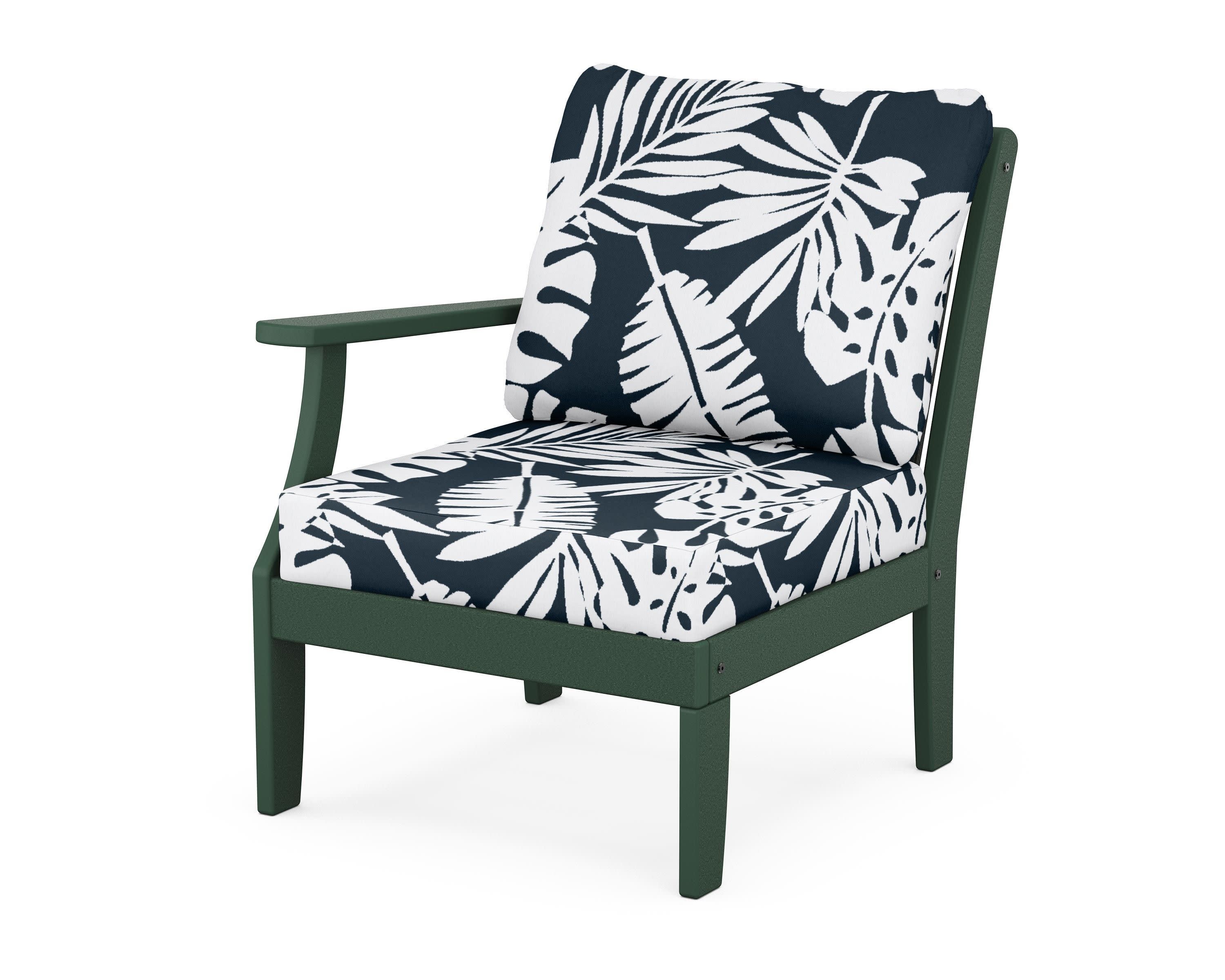 Braxton Modular Left Arm Chair in Green / Leaf Marine Indigo