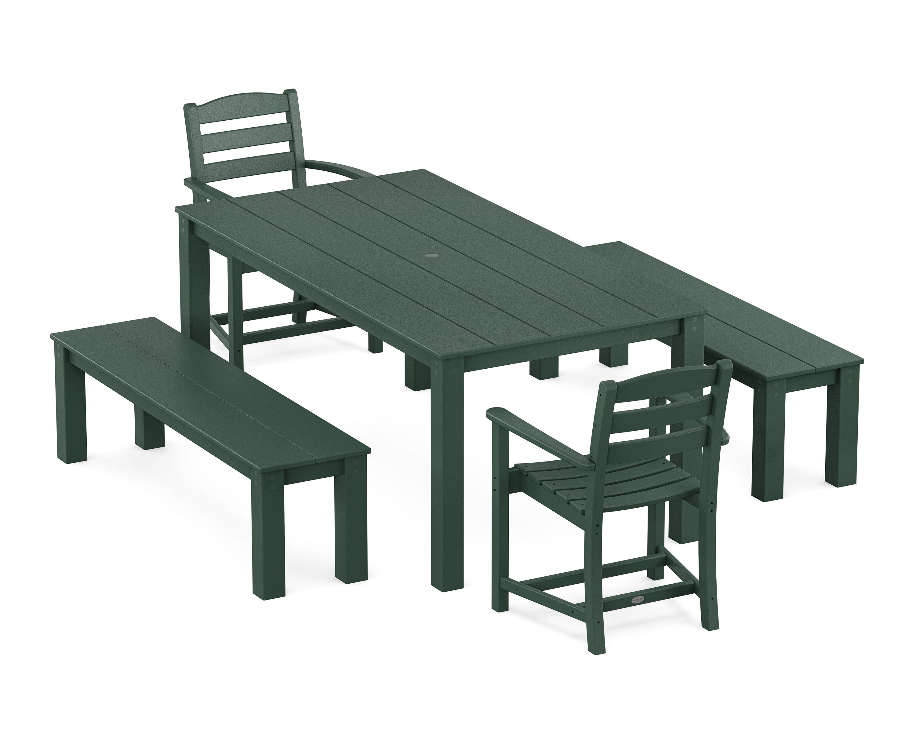 La Casa Cafe' 5-Piece Parsons Dining Set with Benches in Green