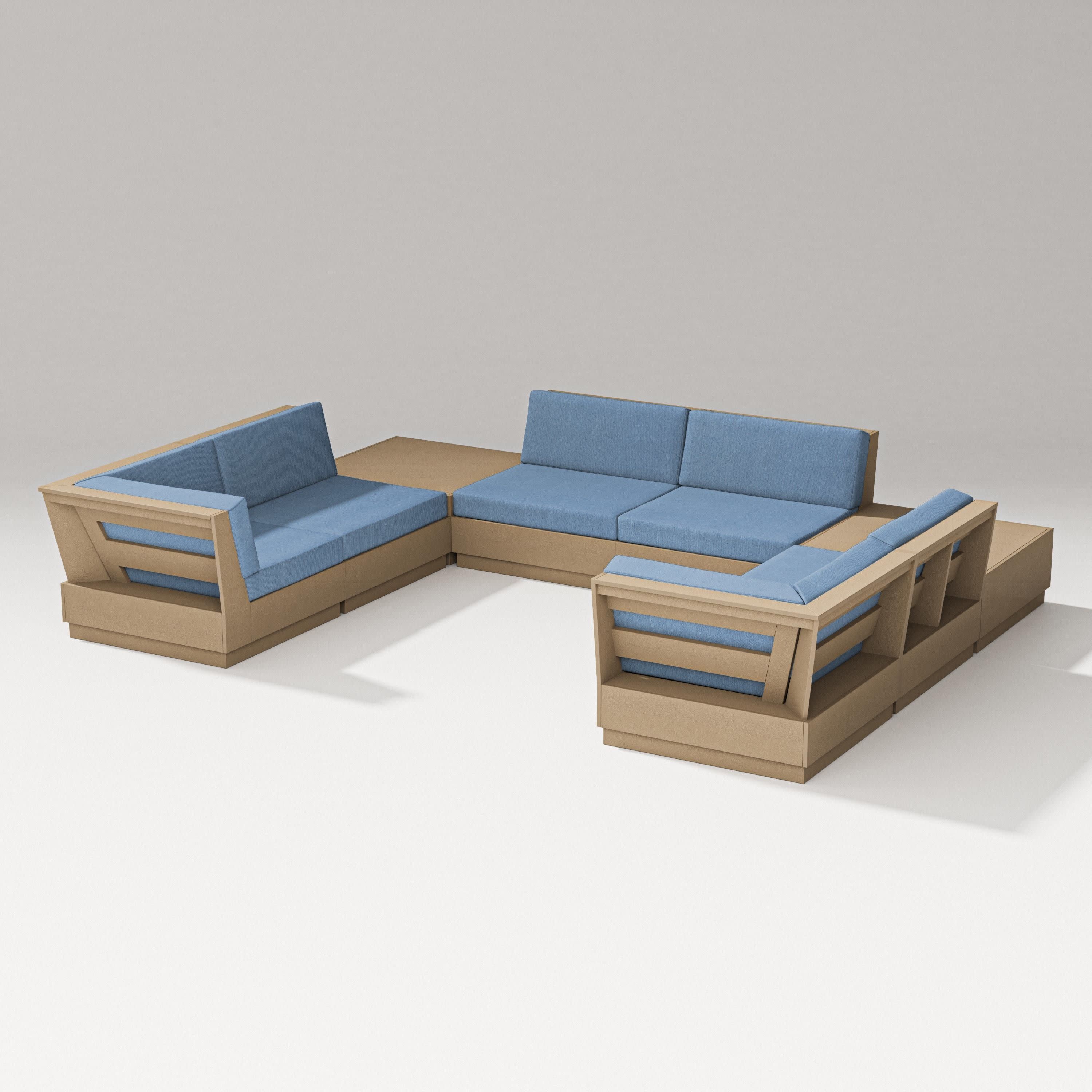 Elevate 8-Piece U-Shaped Sectional in Vintage Sahara / Sky Blue