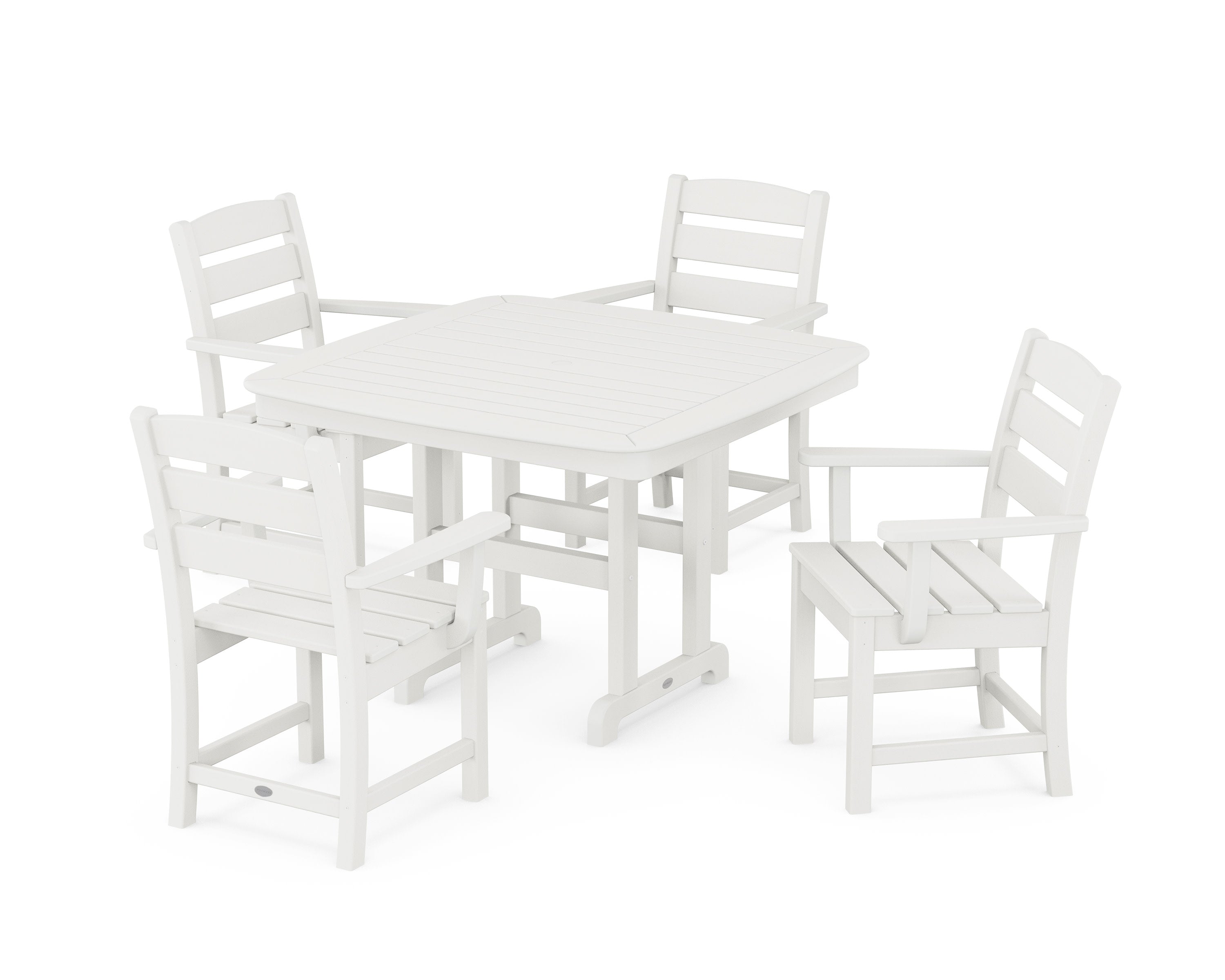 Lakeside 5-Piece Dining Set with Trestle Legs in Vintage White