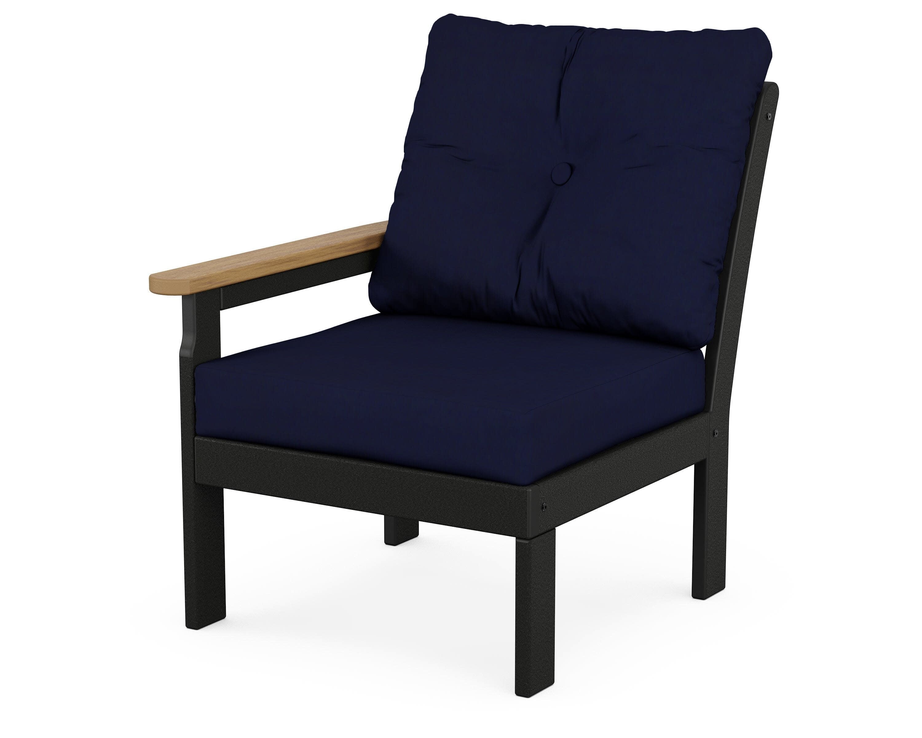 Vineyard Modular Left Arm Chair in Black / Natural / Navy