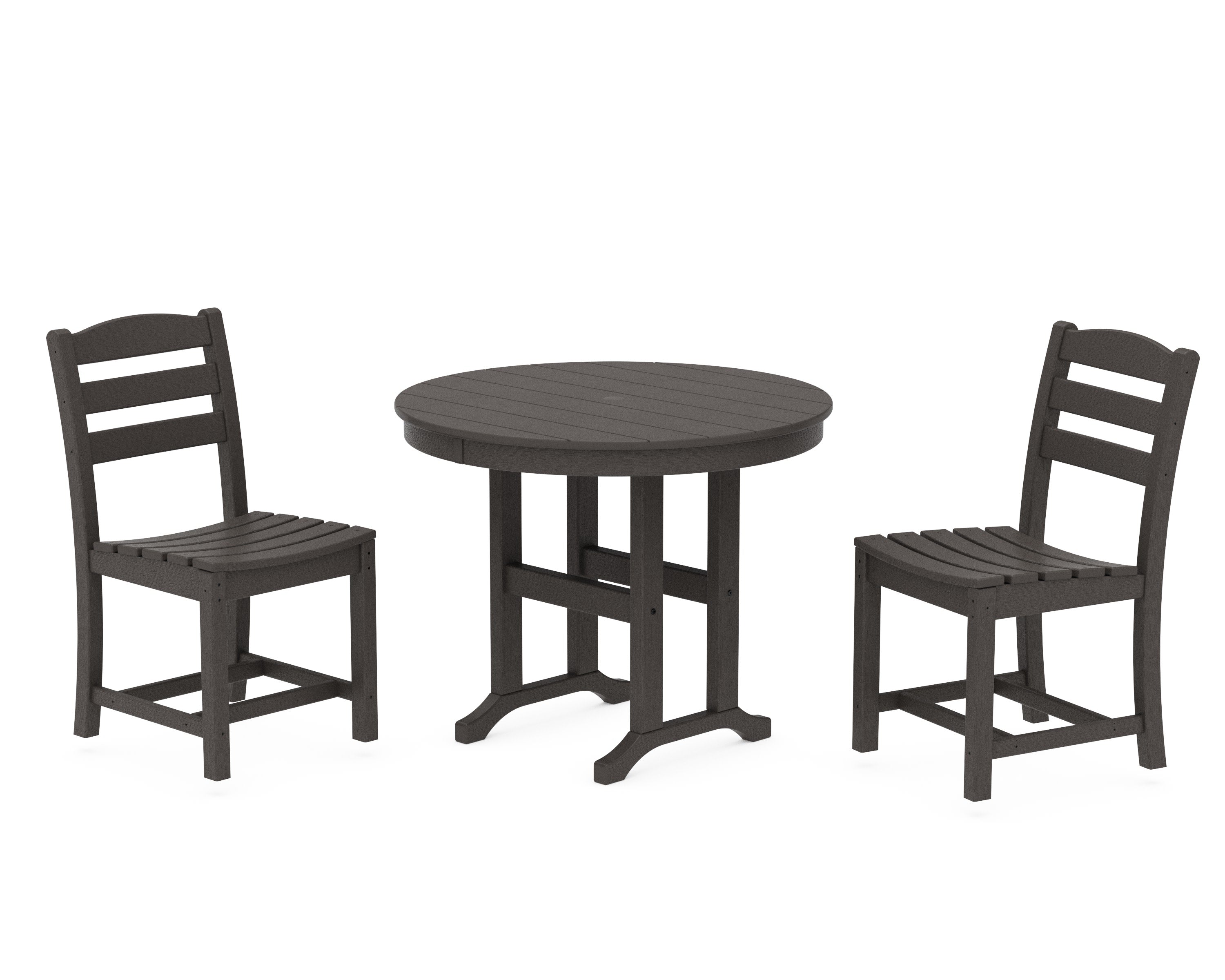 La Casa Caf Side Chair 3-Piece Round Dining Set in Vintage Coffee
