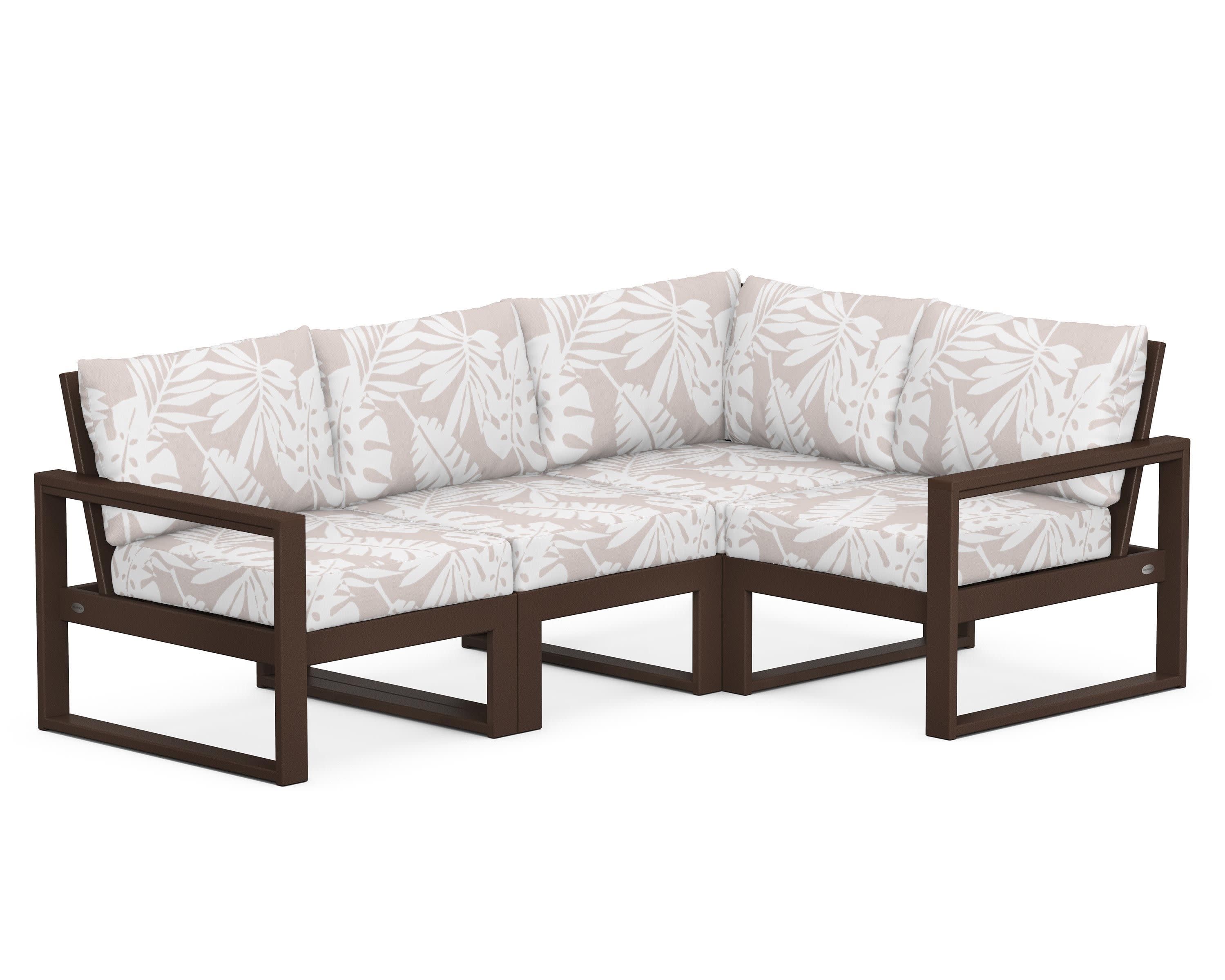 EDGE 4-Piece Modular Deep Seating Set in Mahogany / Leaf Dune Burlap