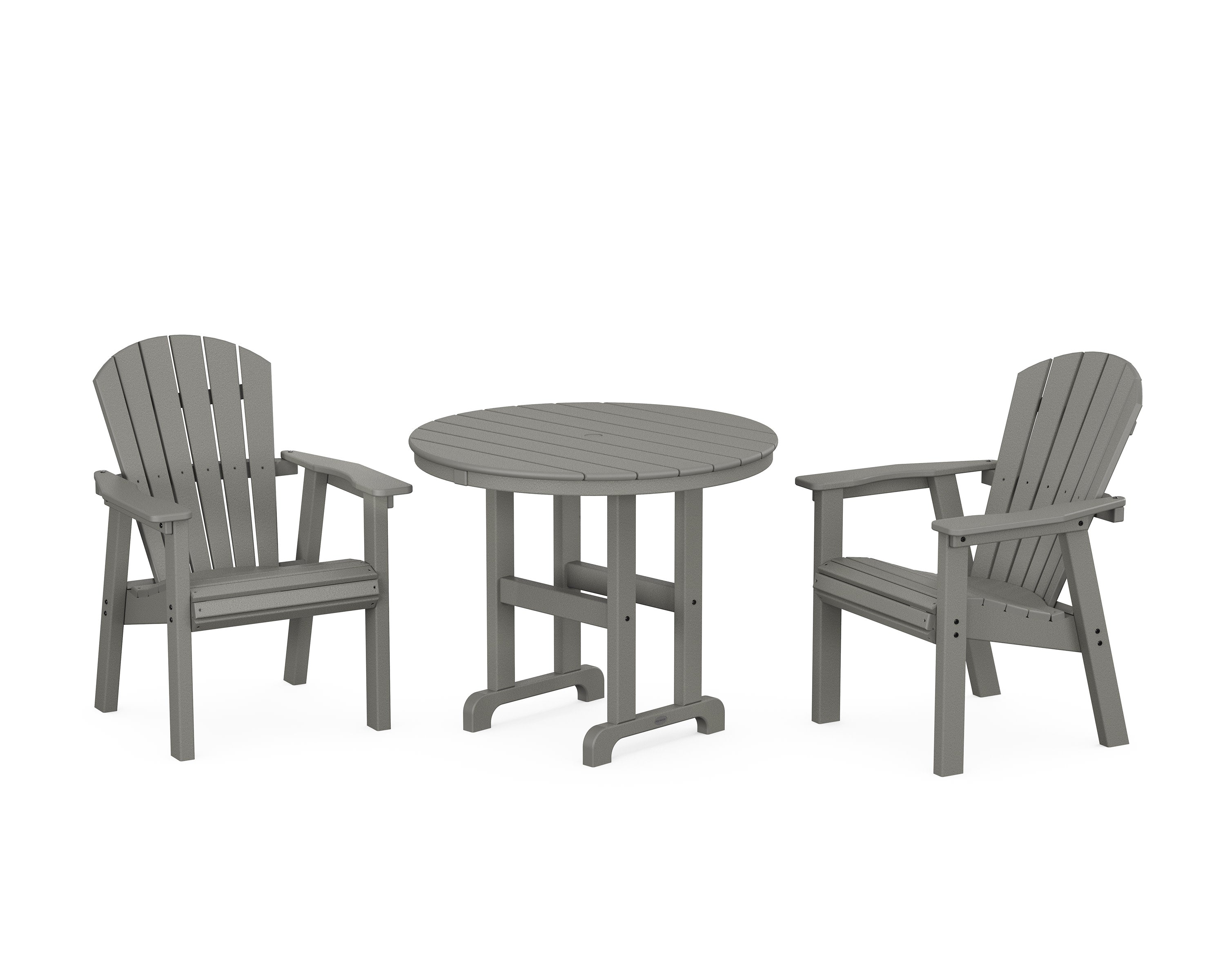 Seashell 3-Piece Round Farmhouse Dining Set in Slate Grey