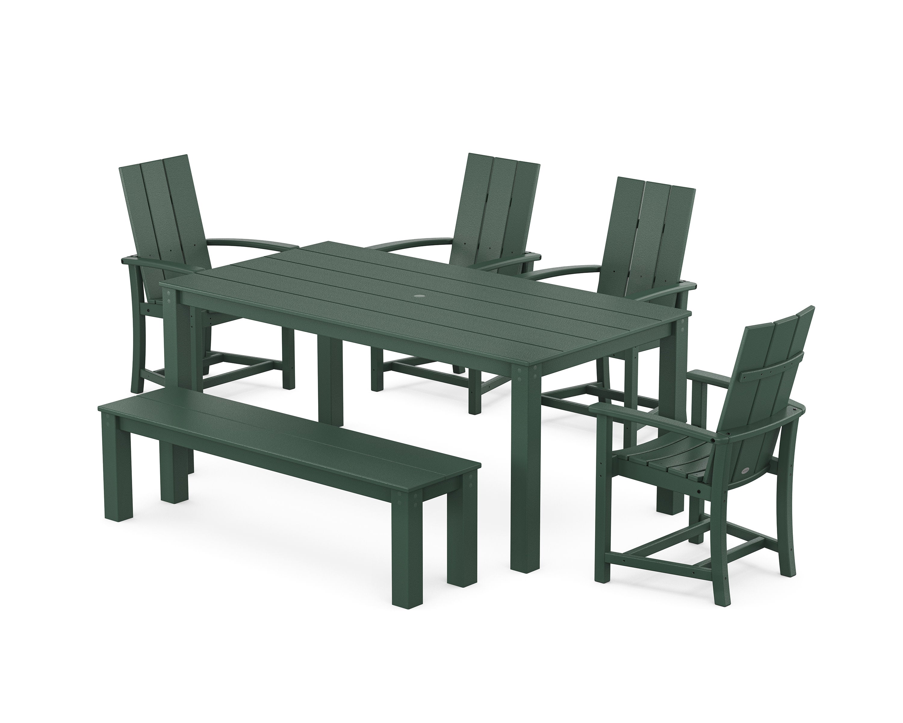 Modern Adirondack 6-Piece Parsons Dining Set with Bench in Green