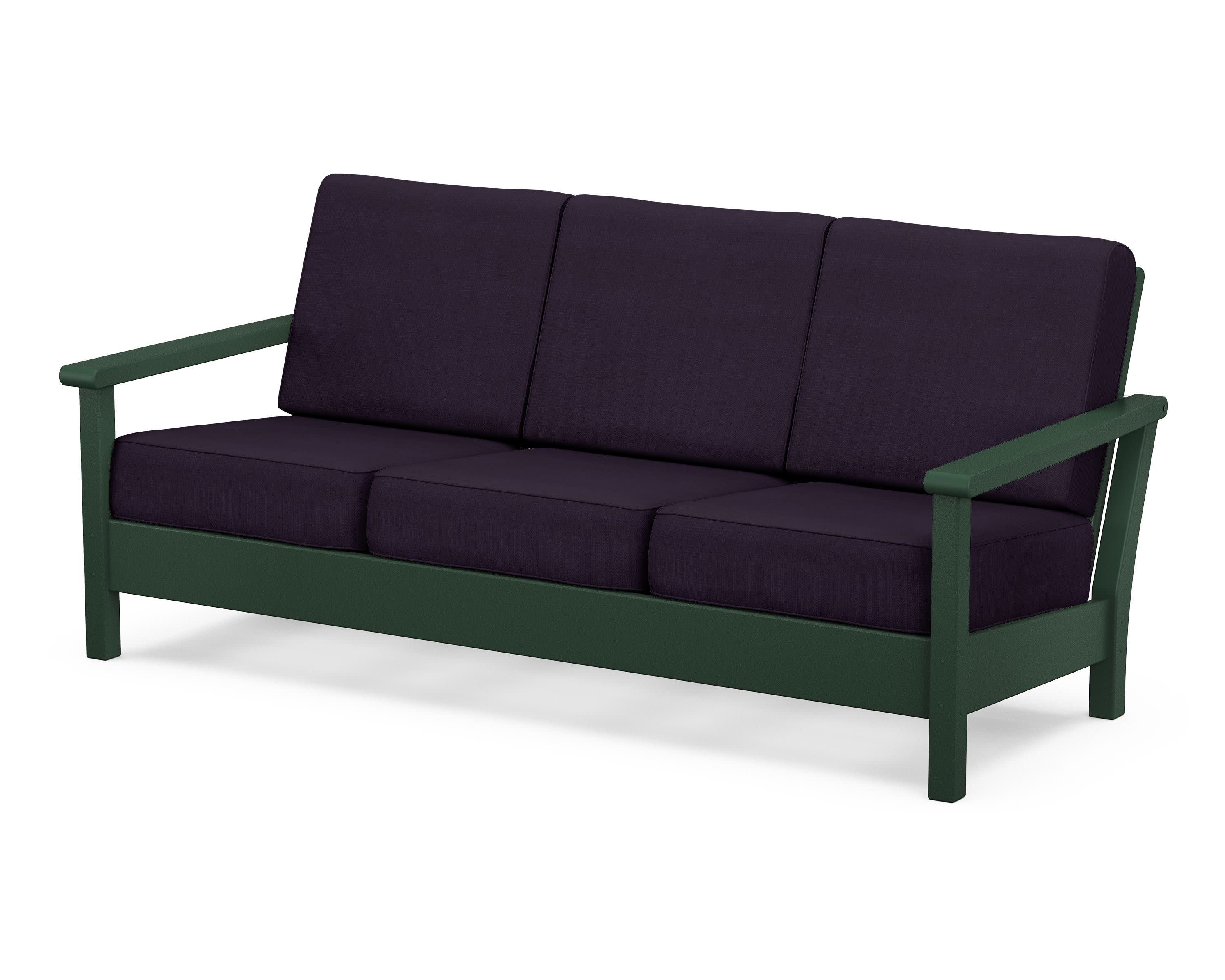 Harbour Deep Seating Sofa in Green / Navy Linen