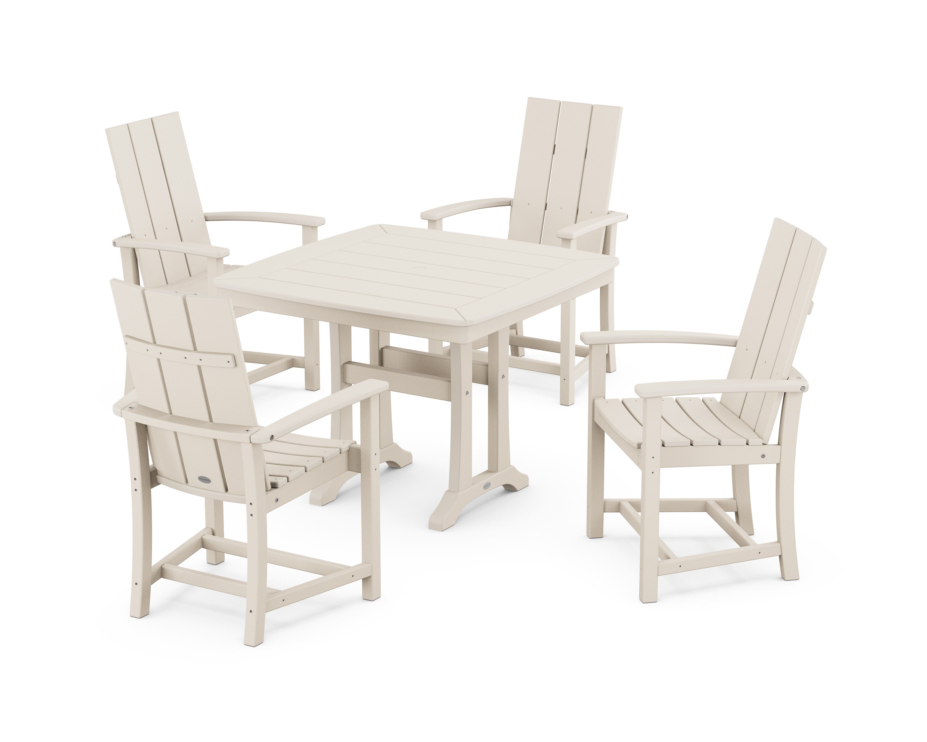 Modern Adirondack 5-Piece Dining Set with Trestle Legs in Sand