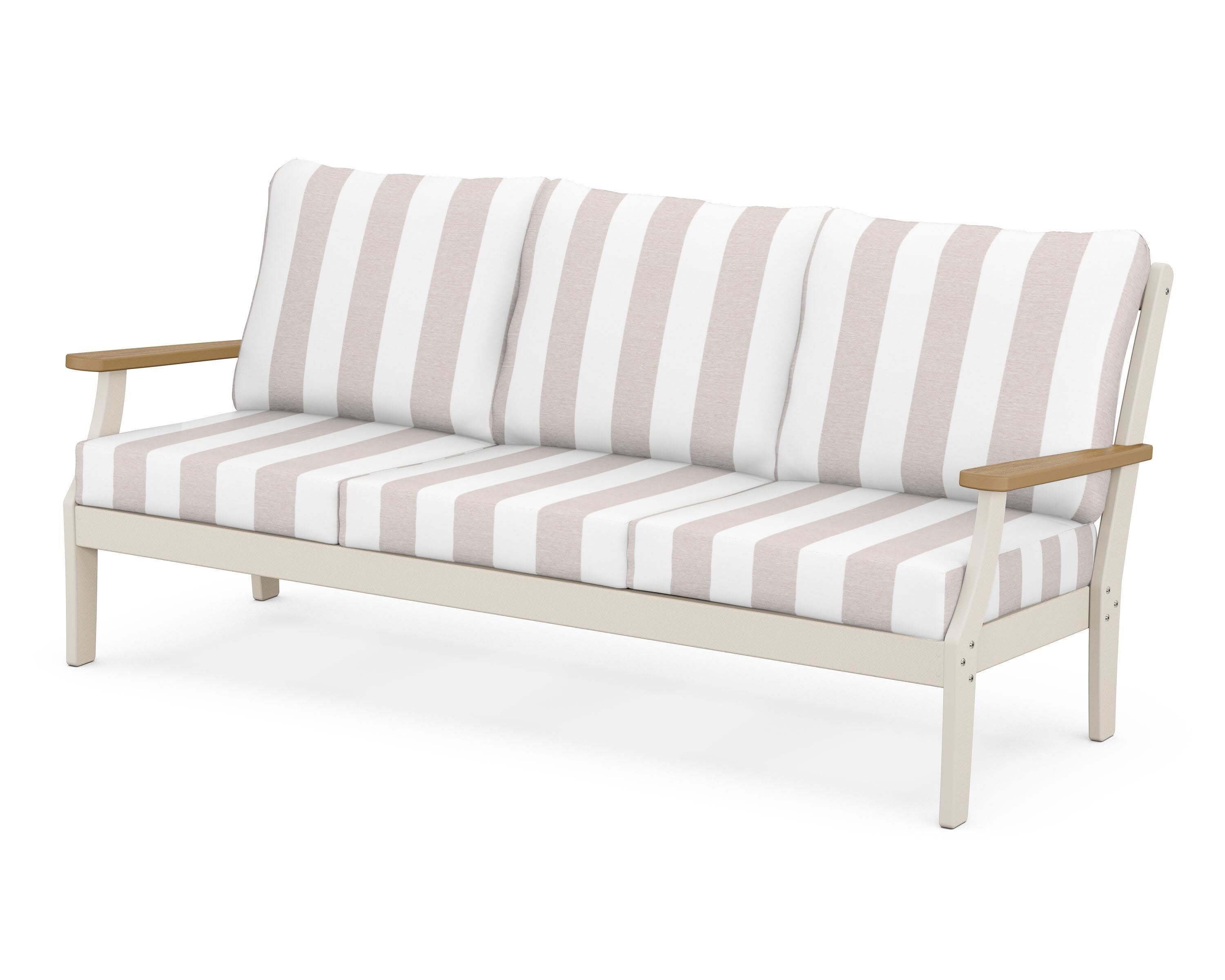 Braxton Deep Seating Sofa in Sand / Natural / Cabana Stripe Dune Burlap