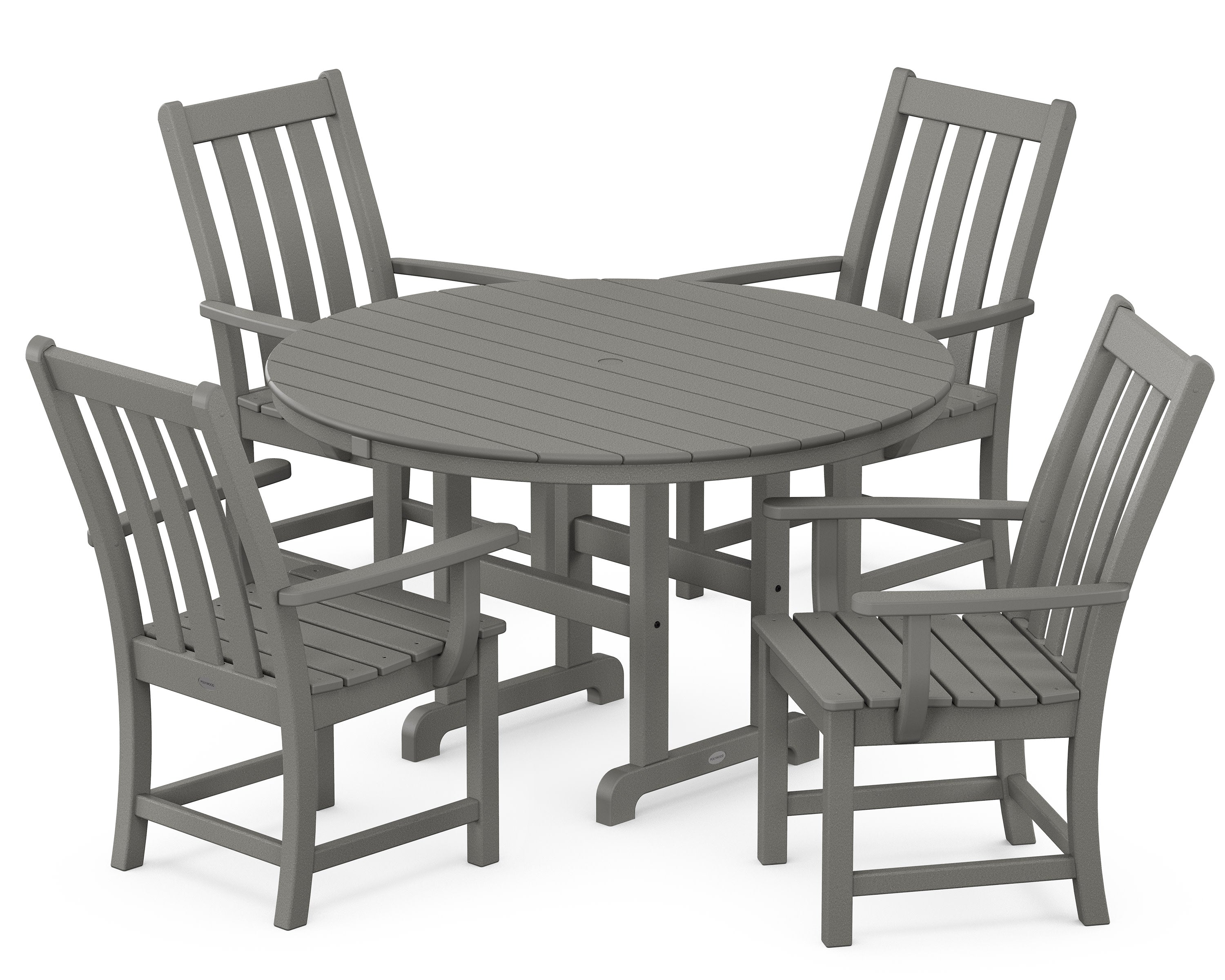Vineyard 5-Piece Round Farmhouse Dining Set in Slate Grey