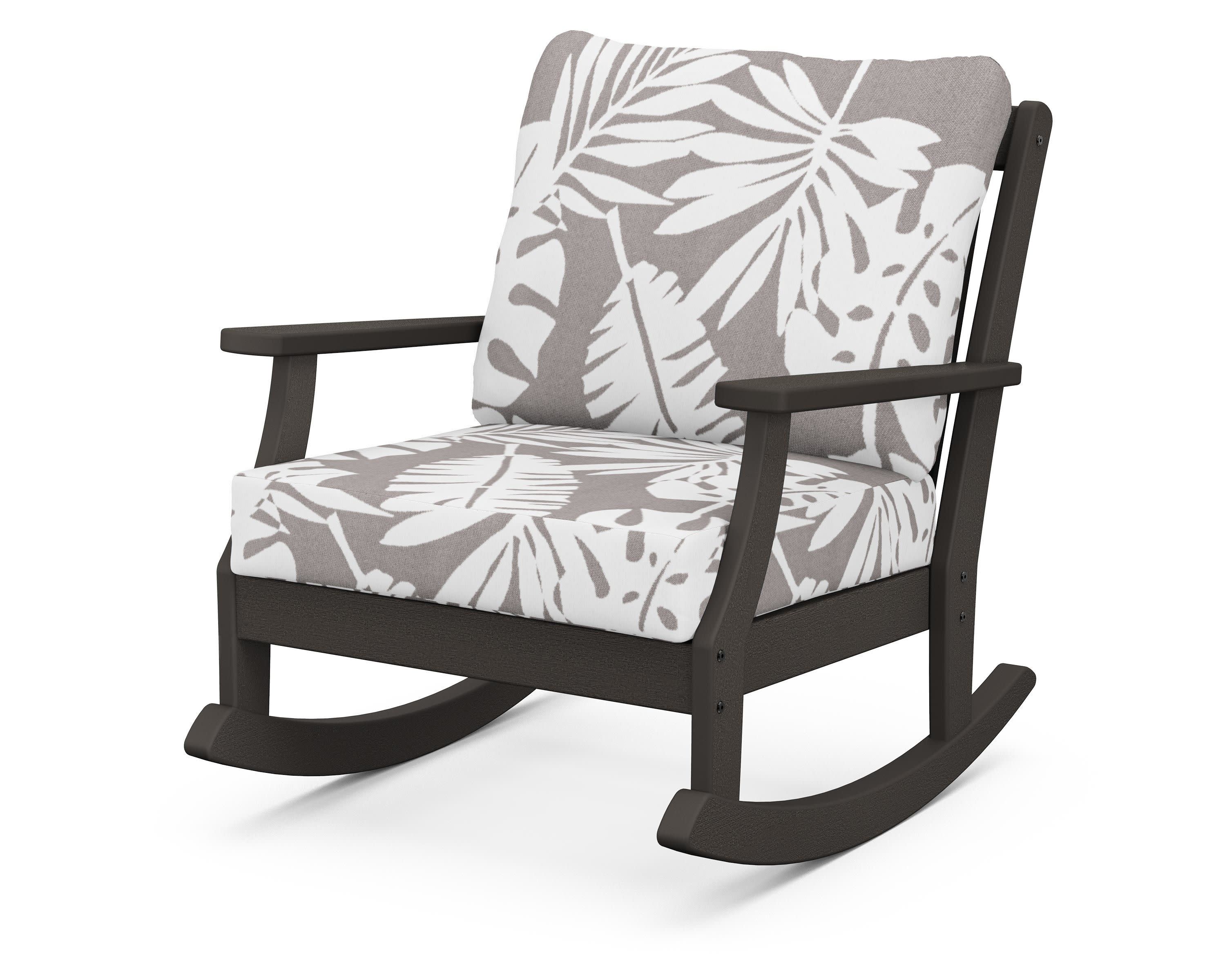 Braxton Deep Seating Rocking Chair in Vintage Coffee / Leaf Grey Mist