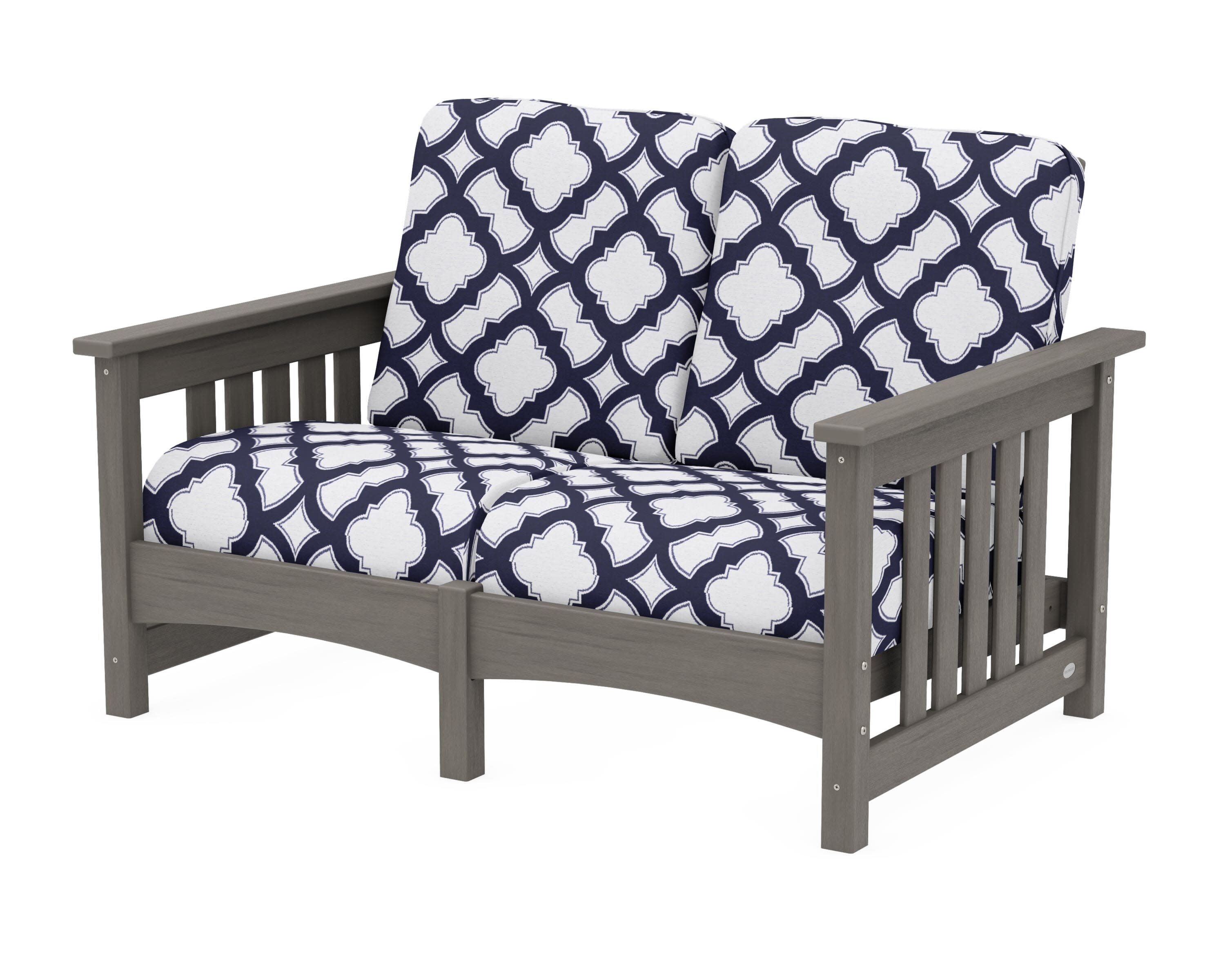 Club Mission Loveseat in Driftwood / Trellis Navy