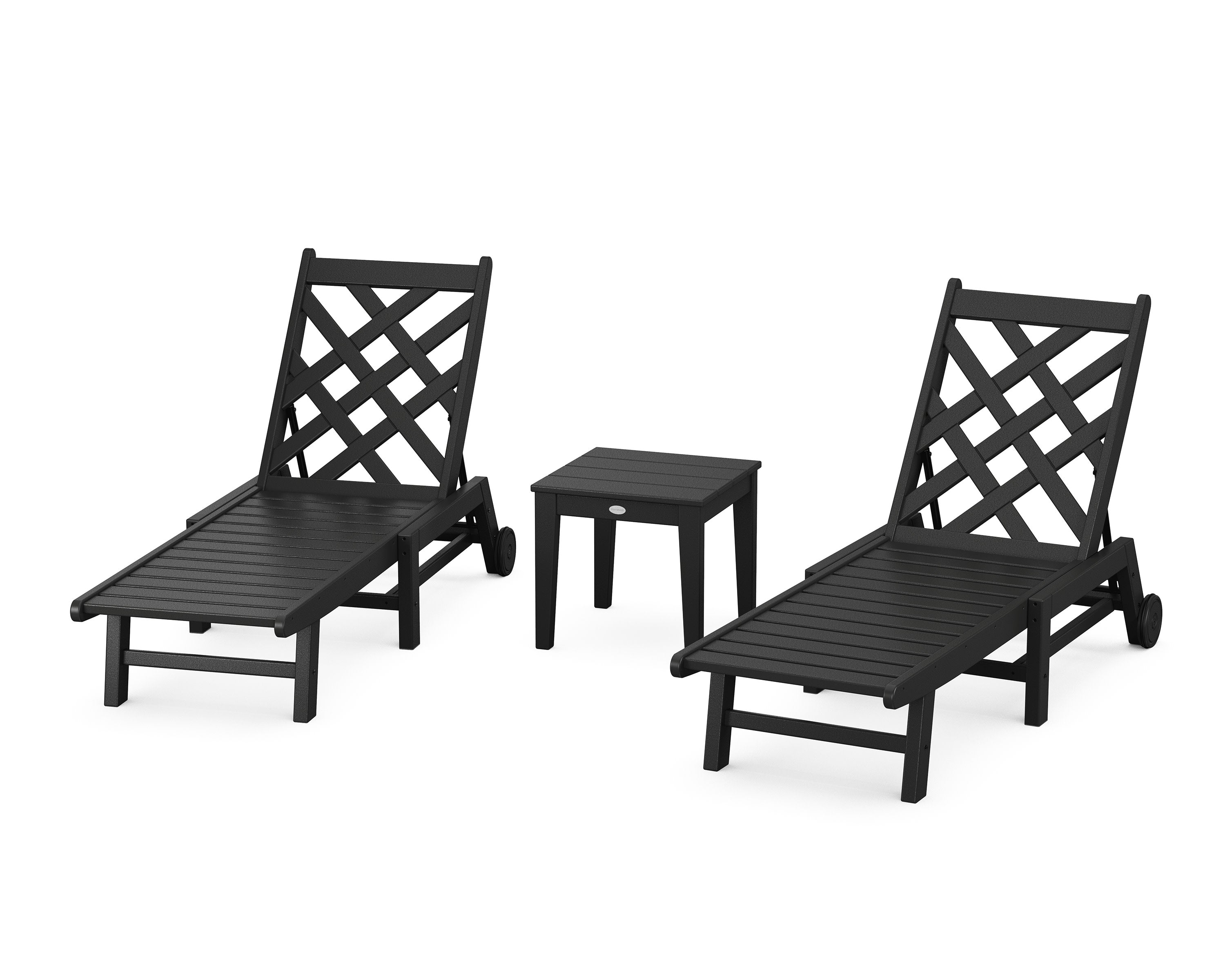 Wovendale 3-Piece Chaise Set with Wheels in Black