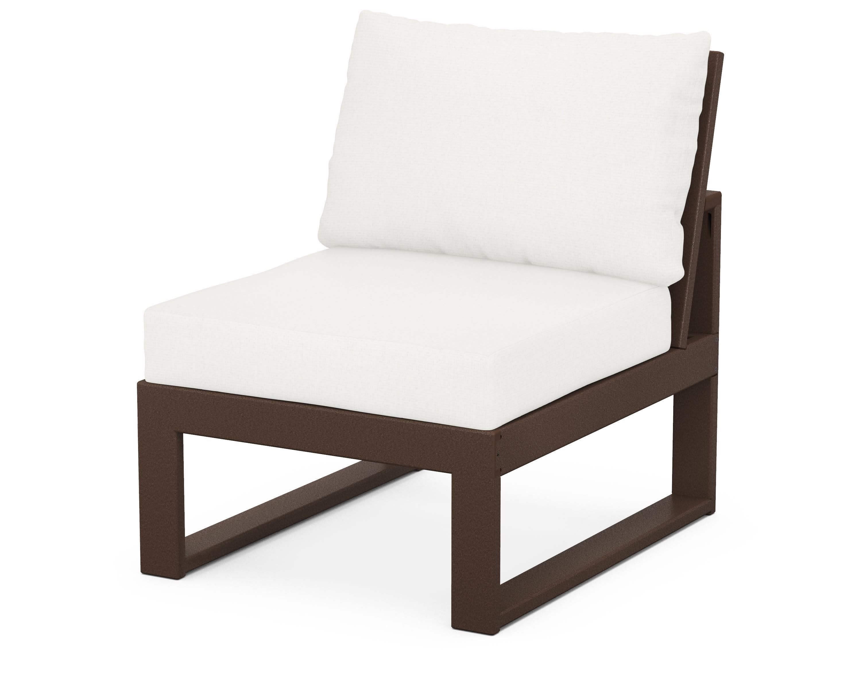 Modular Armless Chair in Mahogany / Natural Linen