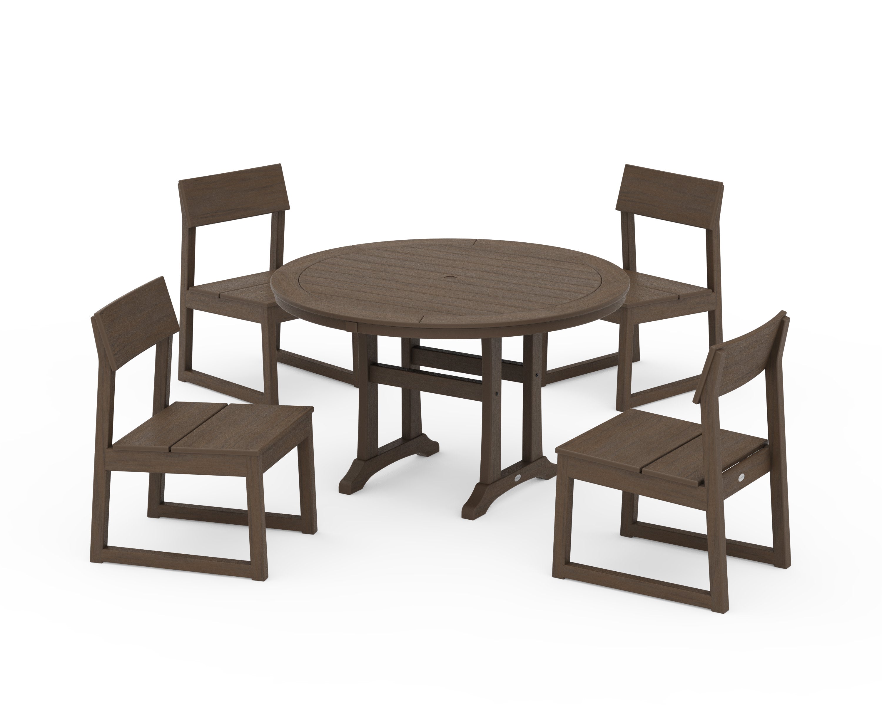EDGE Side Chair 5-Piece Round Dining Set With Trestle Legs in Kona