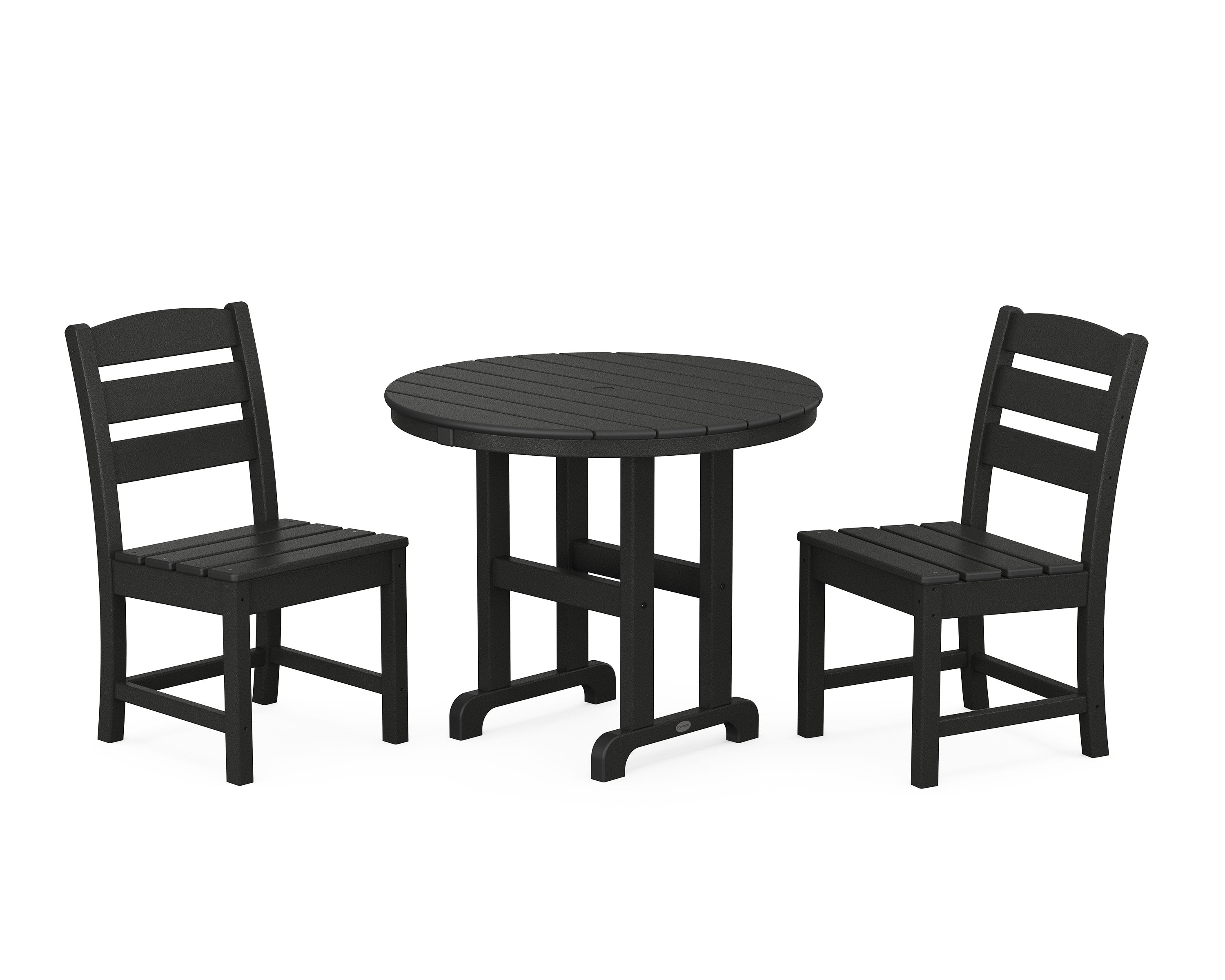 Lakeside Side Chair 3-Piece Round Dining Set in Black