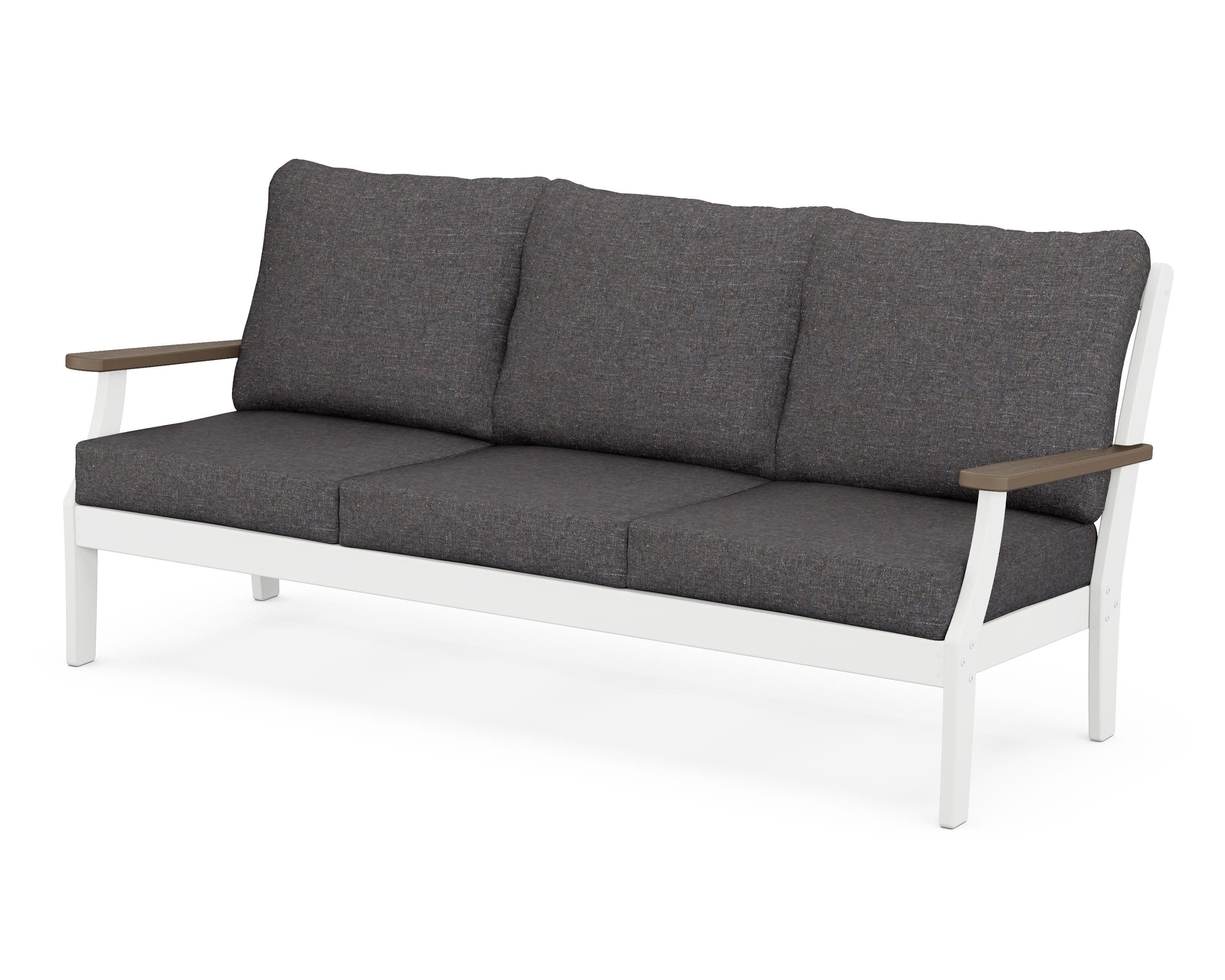 Braxton Deep Seating Sofa in White / Kona / Ash Charcoal