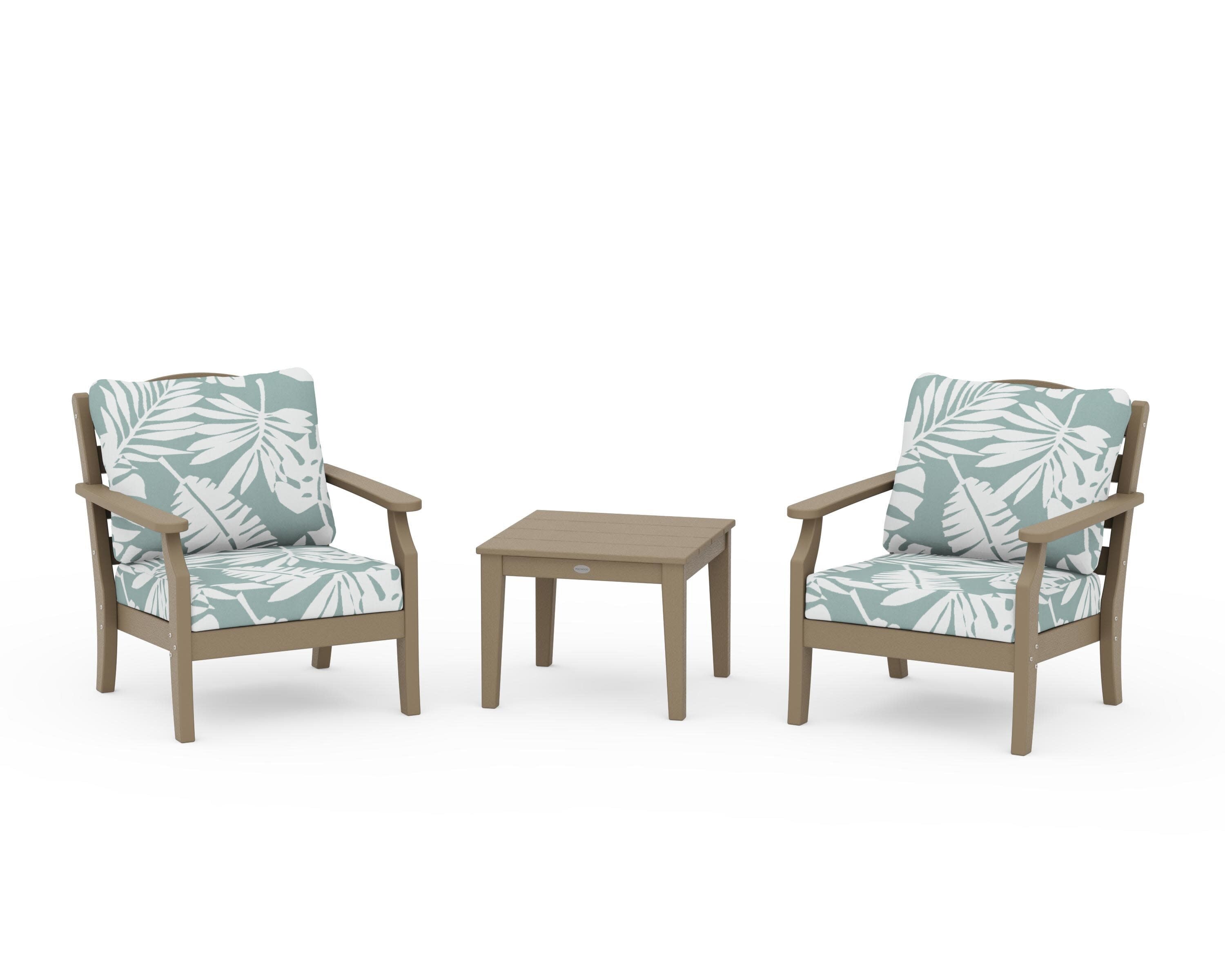 Savannah 3-Piece Deep Seating Set in Vintage Sahara / Leaf Glacier Spa