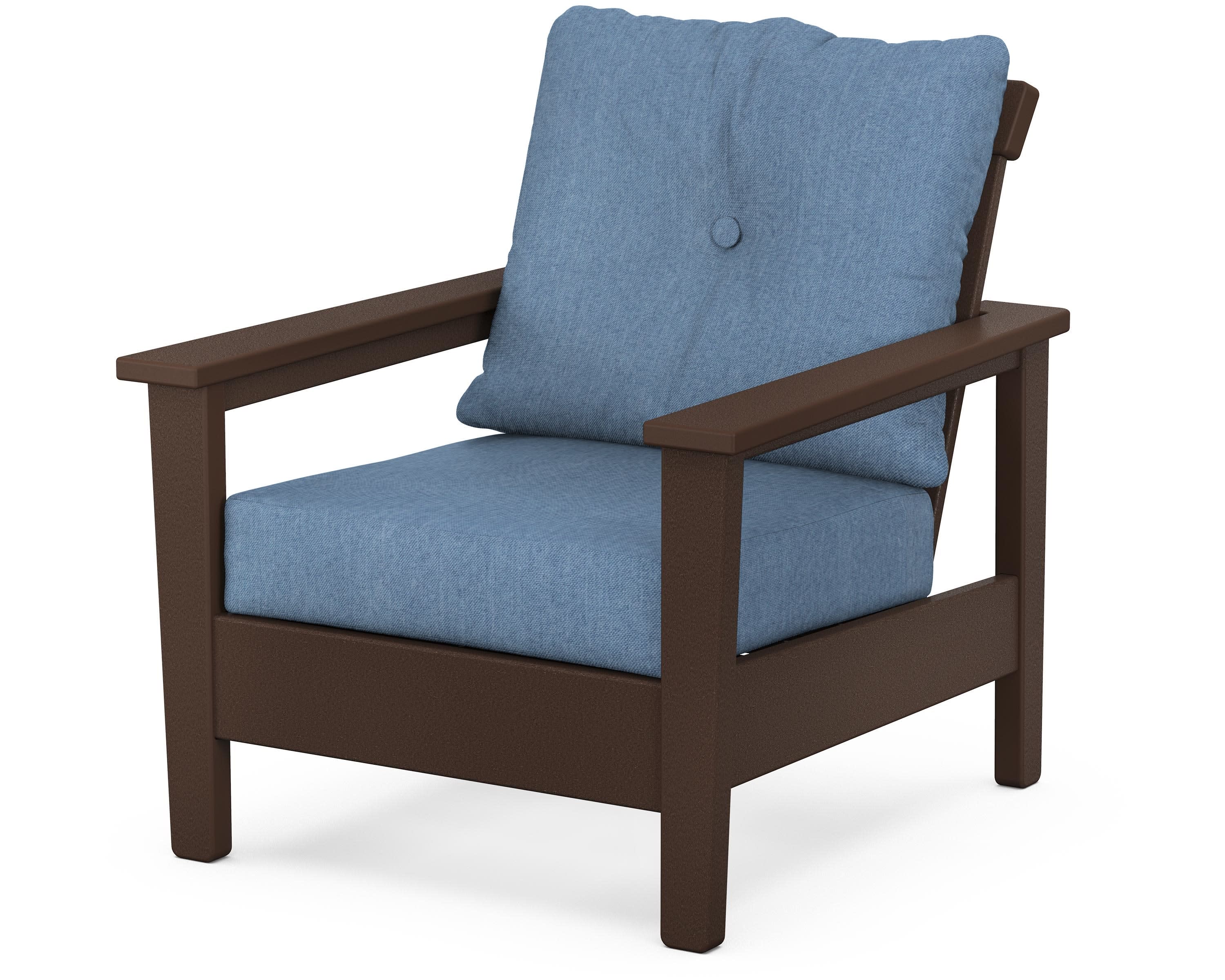 Prescott Deep Seating Chair in Mahogany / Sky Blue