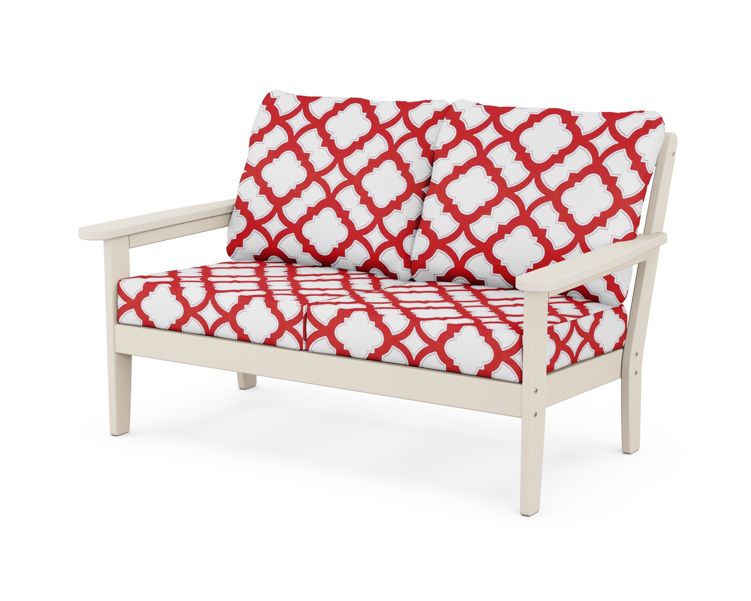 Cottage Deep Seating Loveseat in Sand / Trellis Crimson