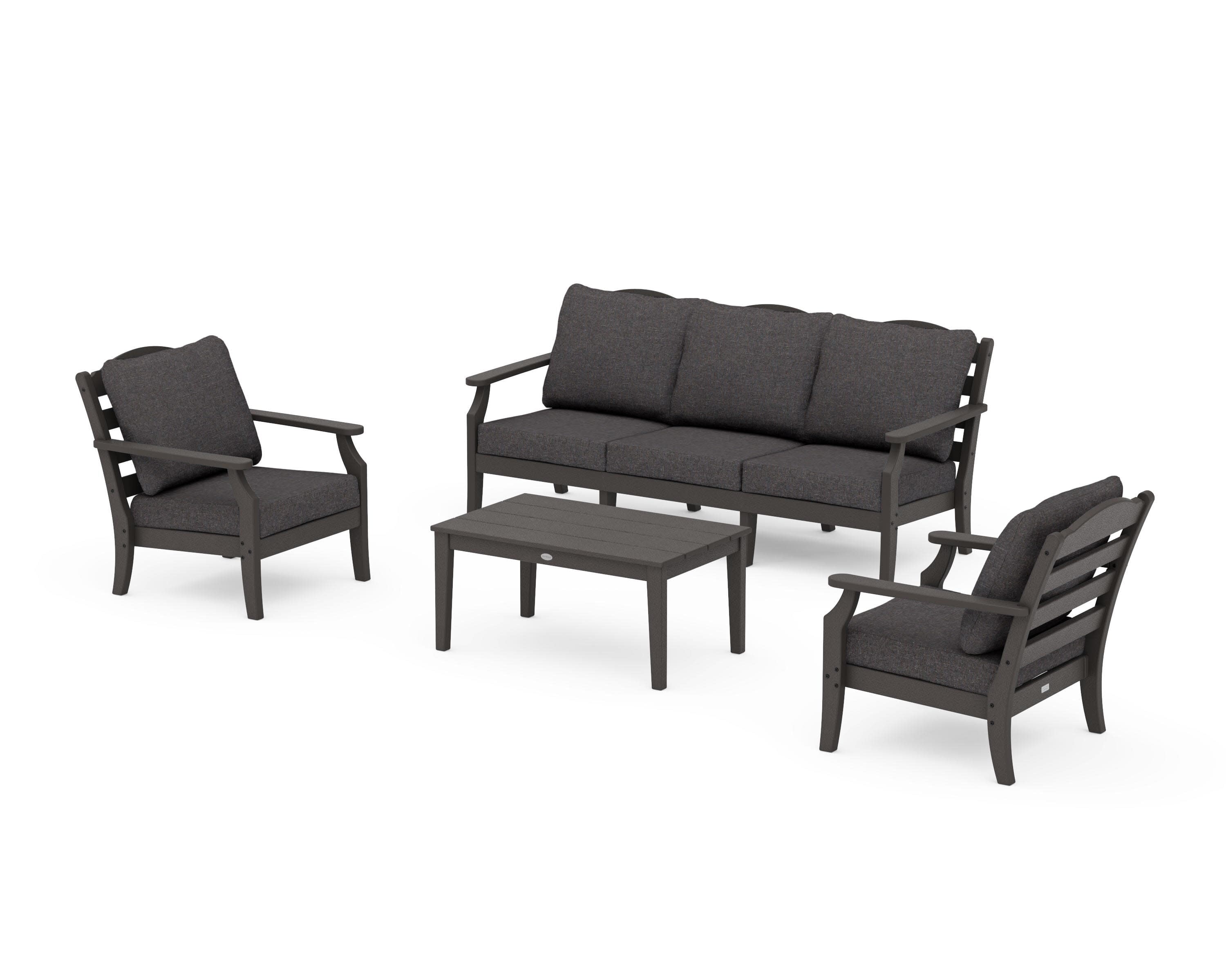 Savannah 4-Piece Deep Seating Set with Sofa in Vintage Coffee / Ash Charcoal
