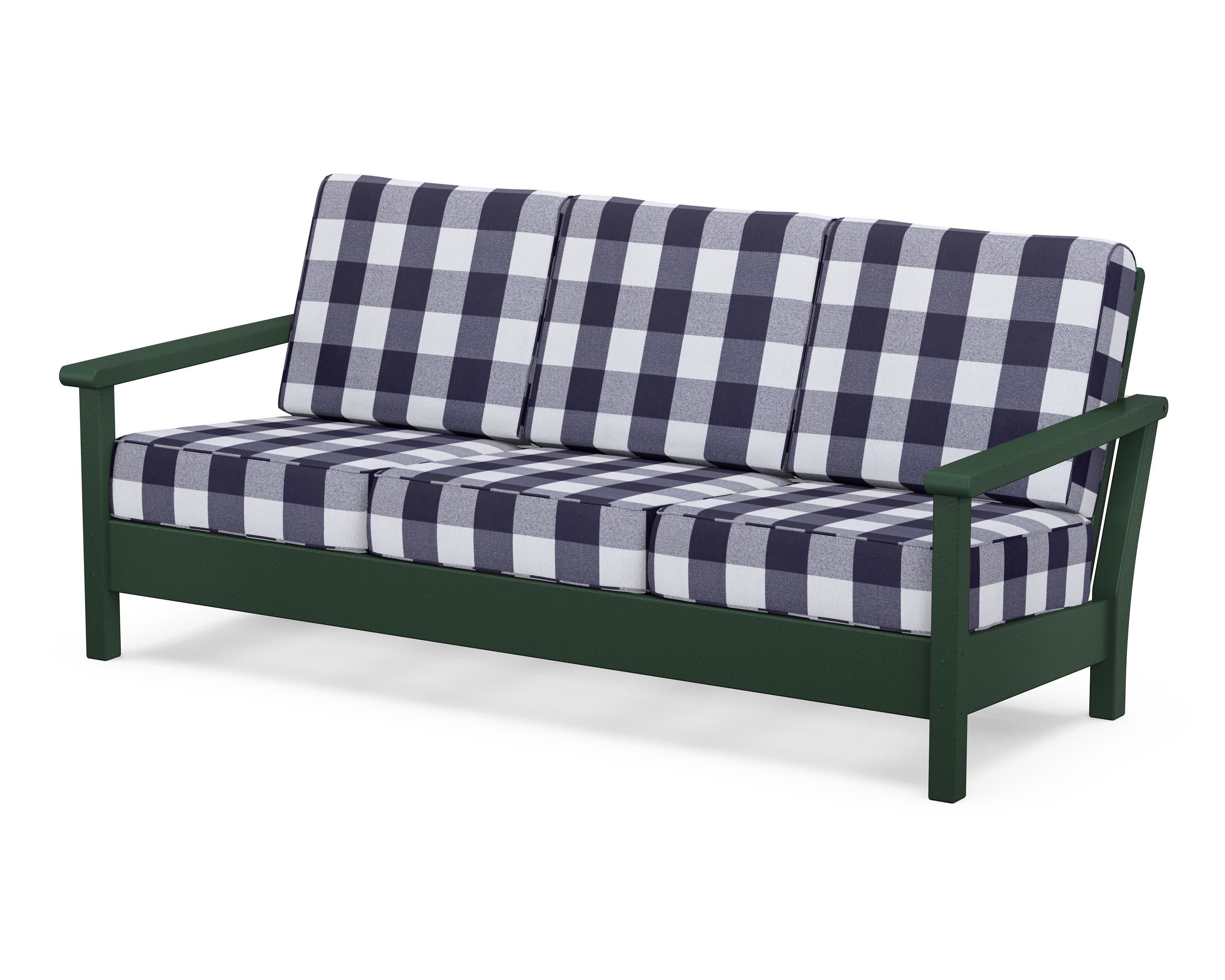 Harbour Deep Seating Sofa in Green / Buffalo Plaid Navy