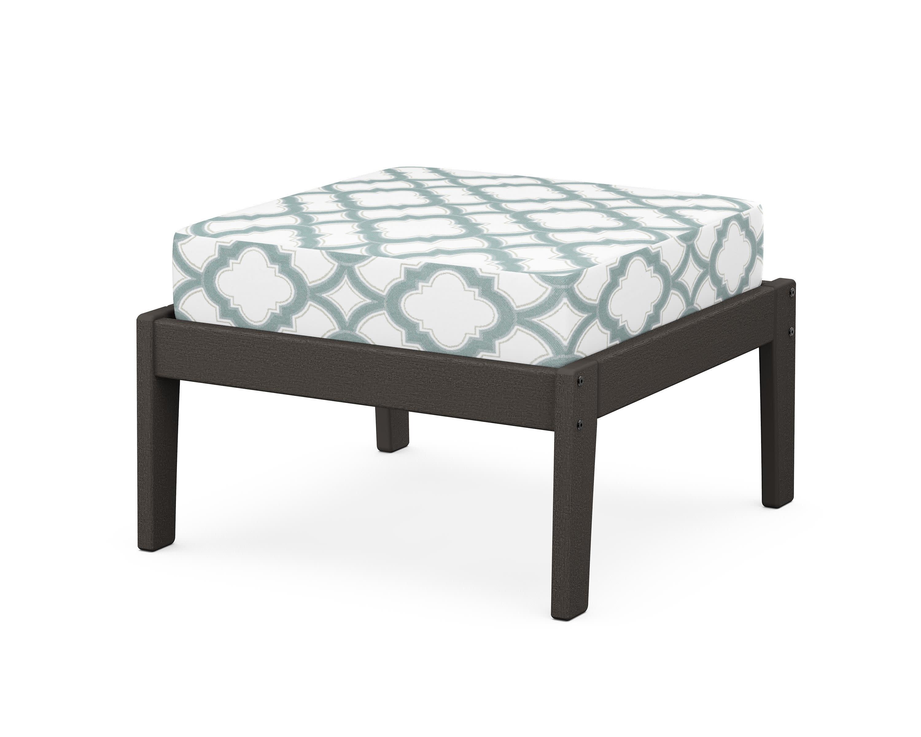 Deep Seating Ottoman in Vintage Coffee / Trellis Glacier Spa
