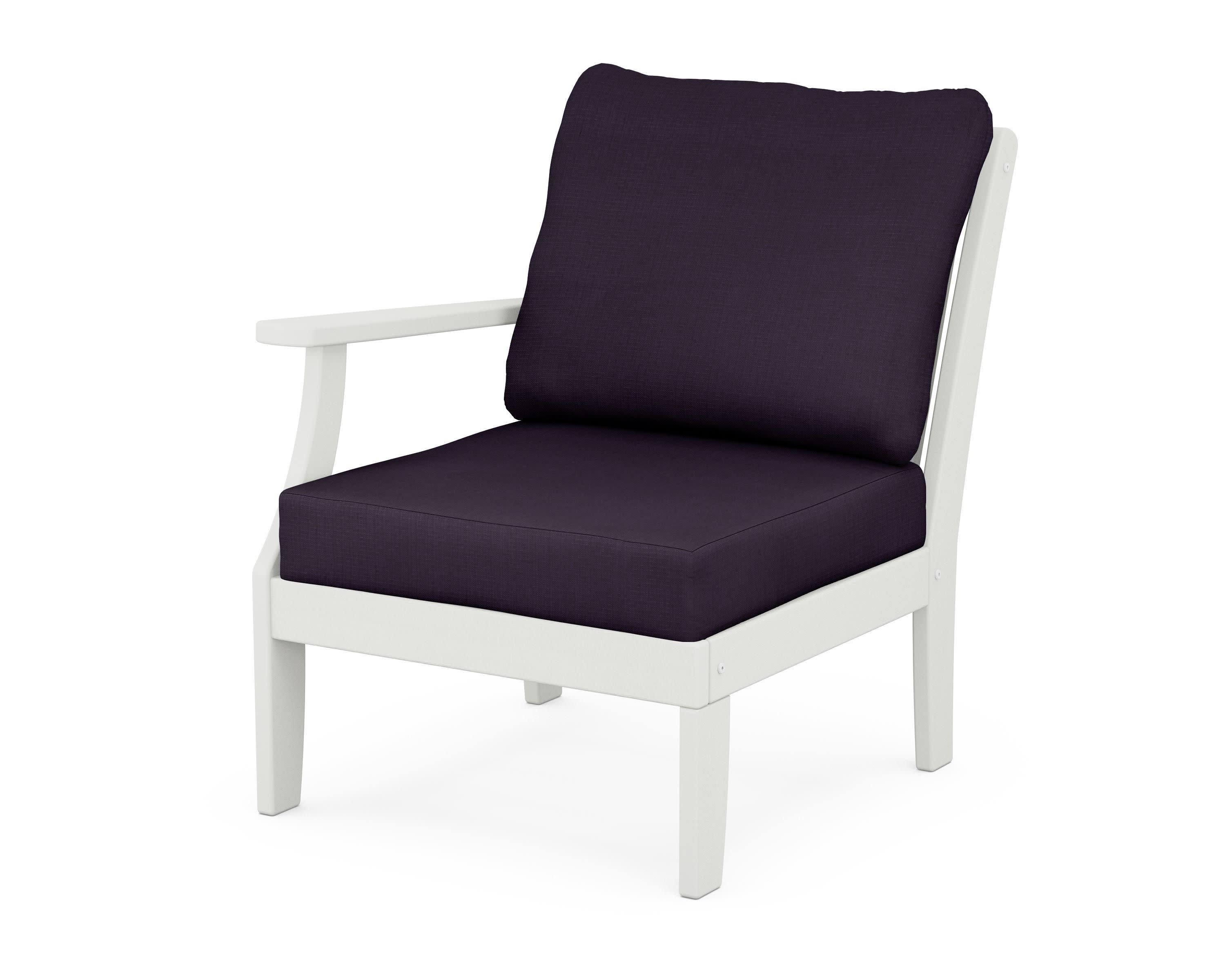 Braxton Modular Left Arm Chair in Vintage White / Navy Linen