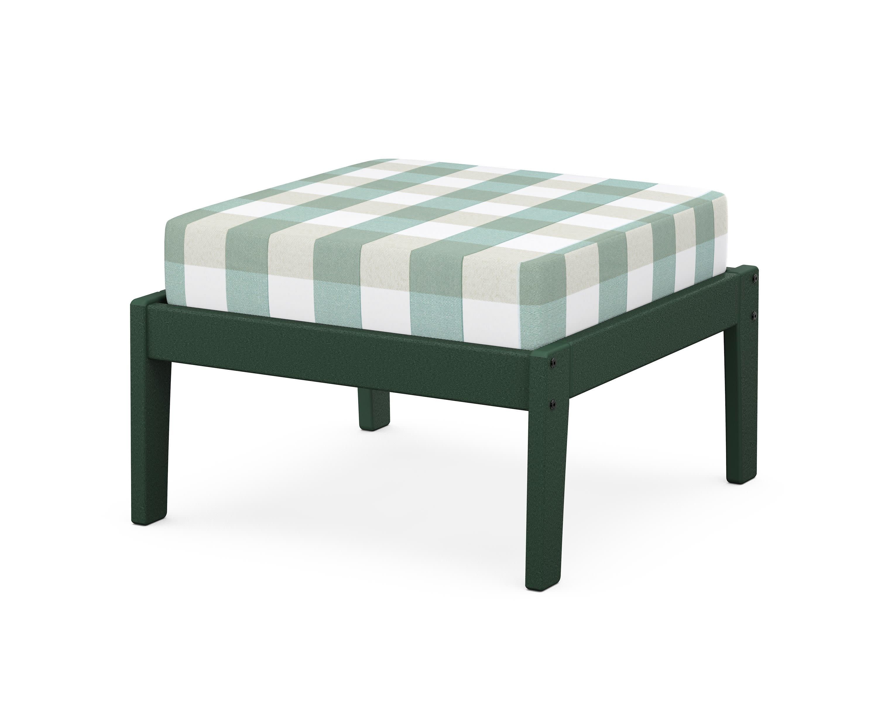 Deep Seating Ottoman in Green / Buffalo Plaid Glacier Spa