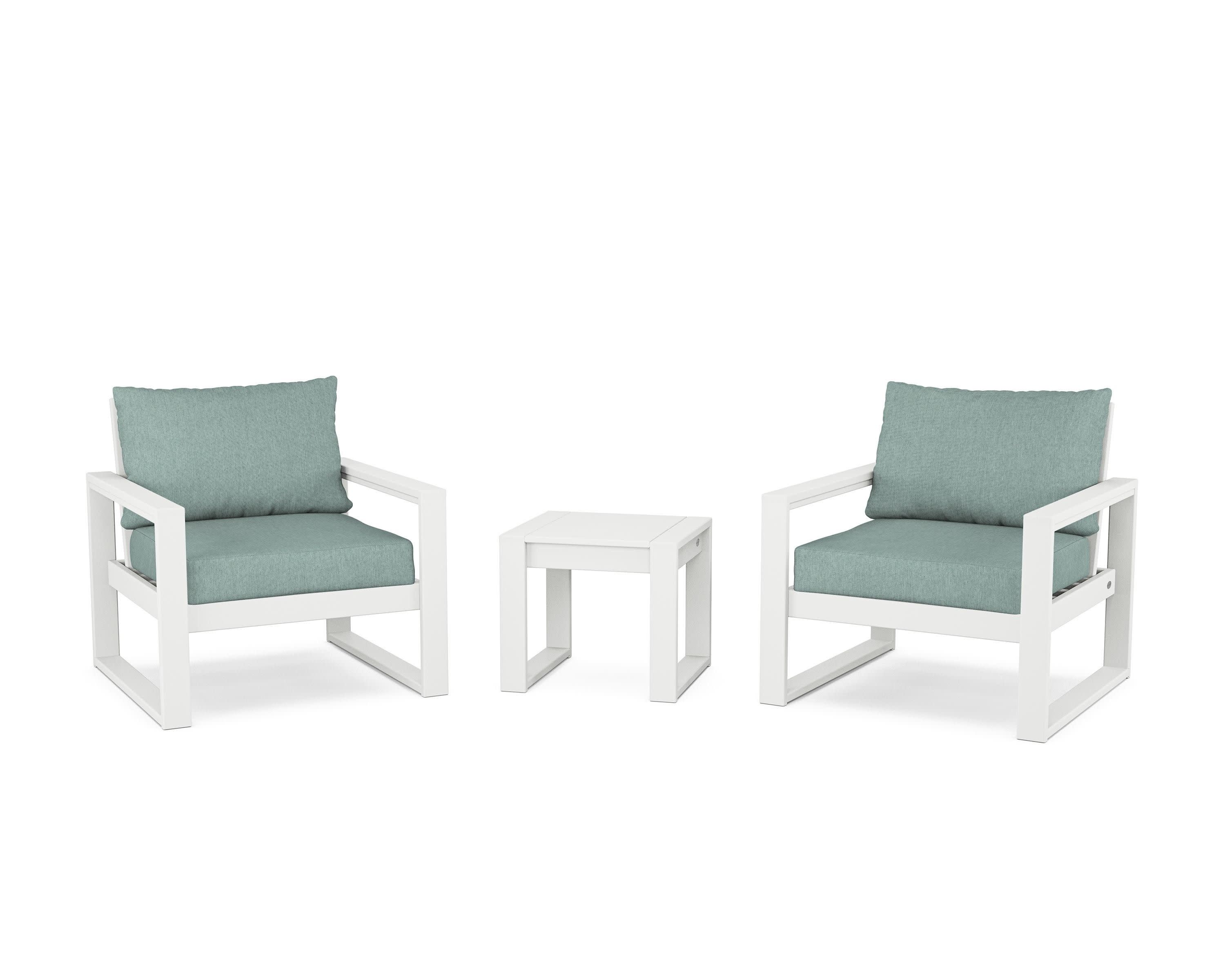 EDGE Sectional 3-Piece Deep Seating Set in White / Glacier Spa