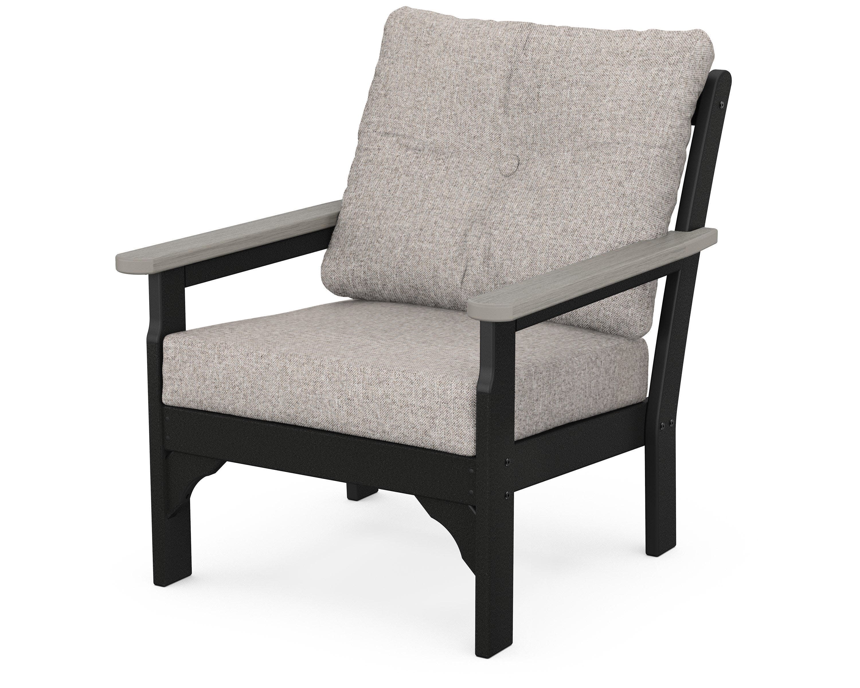 Vineyard Deep Seating Chair in Black / Driftwood / Weathered Tweed