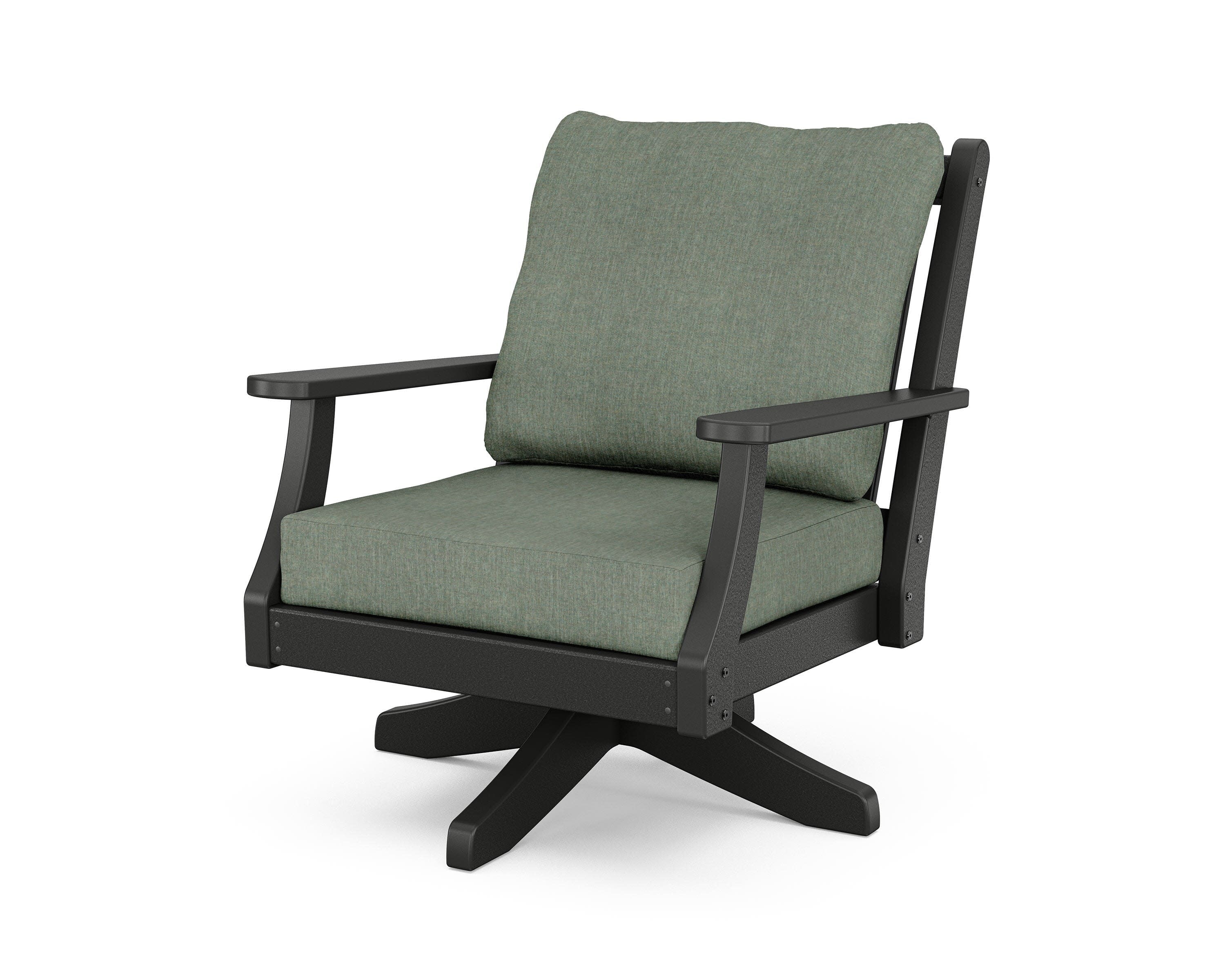 Wovendale Deep Seating Swivel Chair in Black / Cast Sage