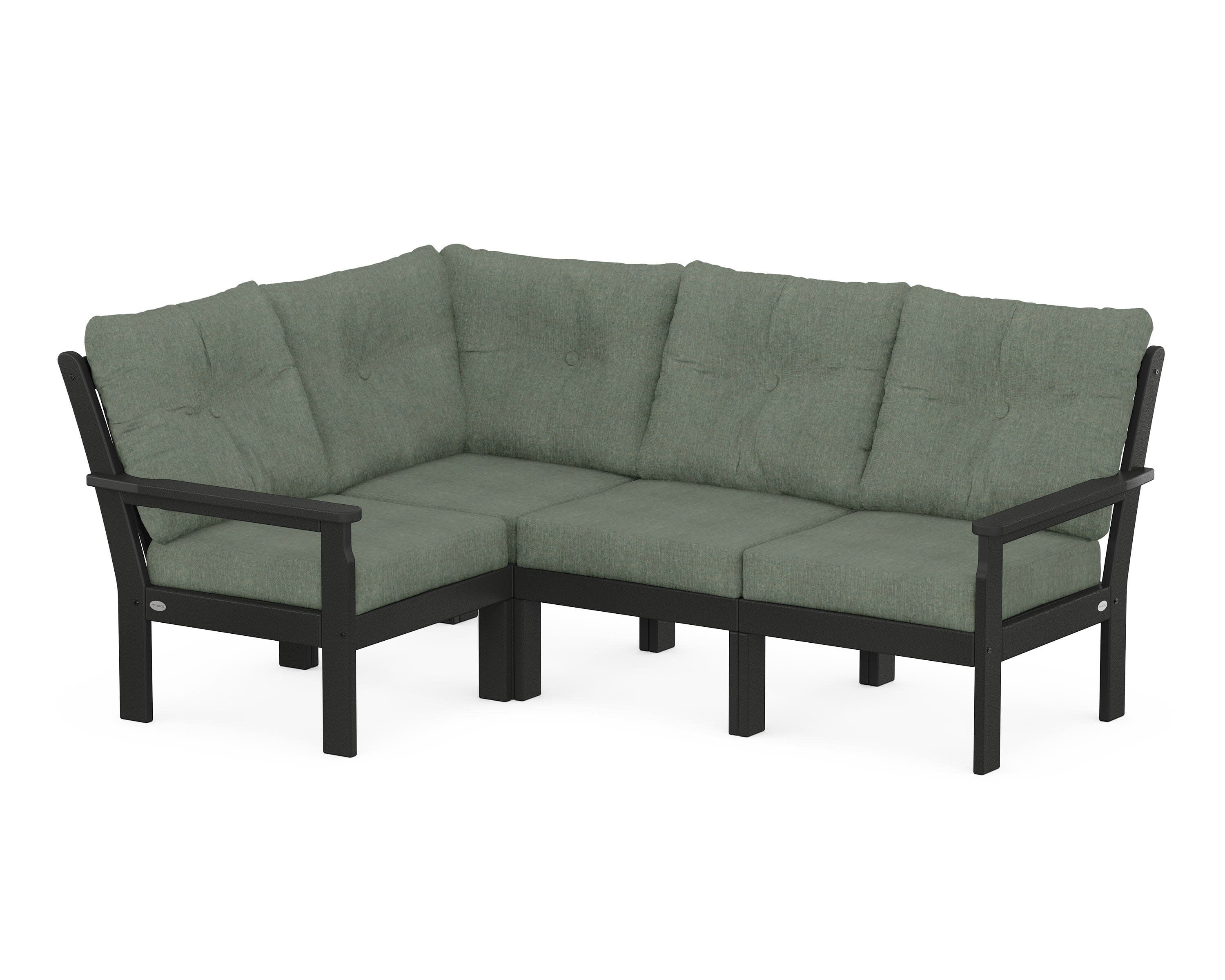 Vineyard 4-Piece Sectional in Black / Cast Sage
