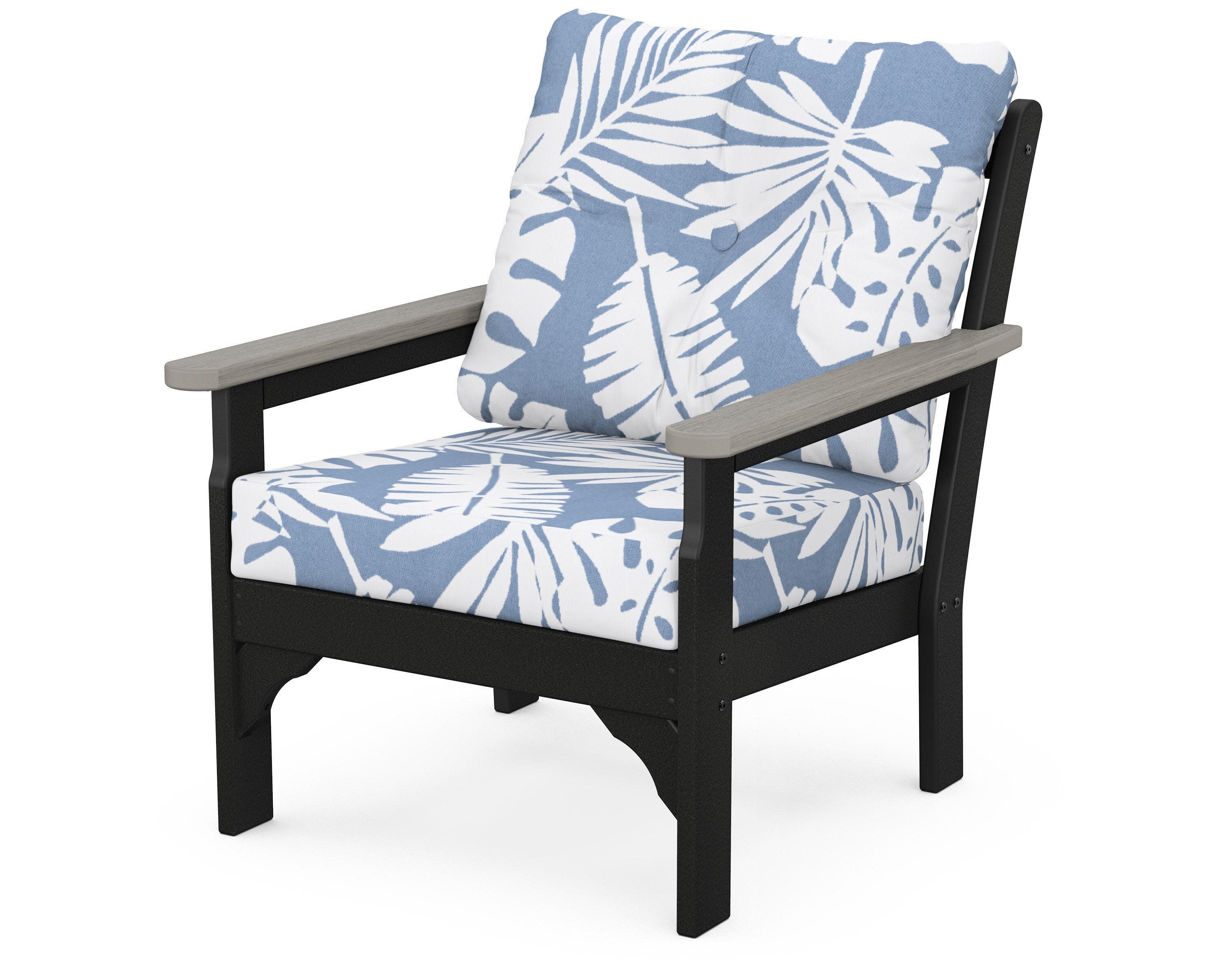 Vineyard Deep Seating Chair in Black / Driftwood / Leaf Sky Blue