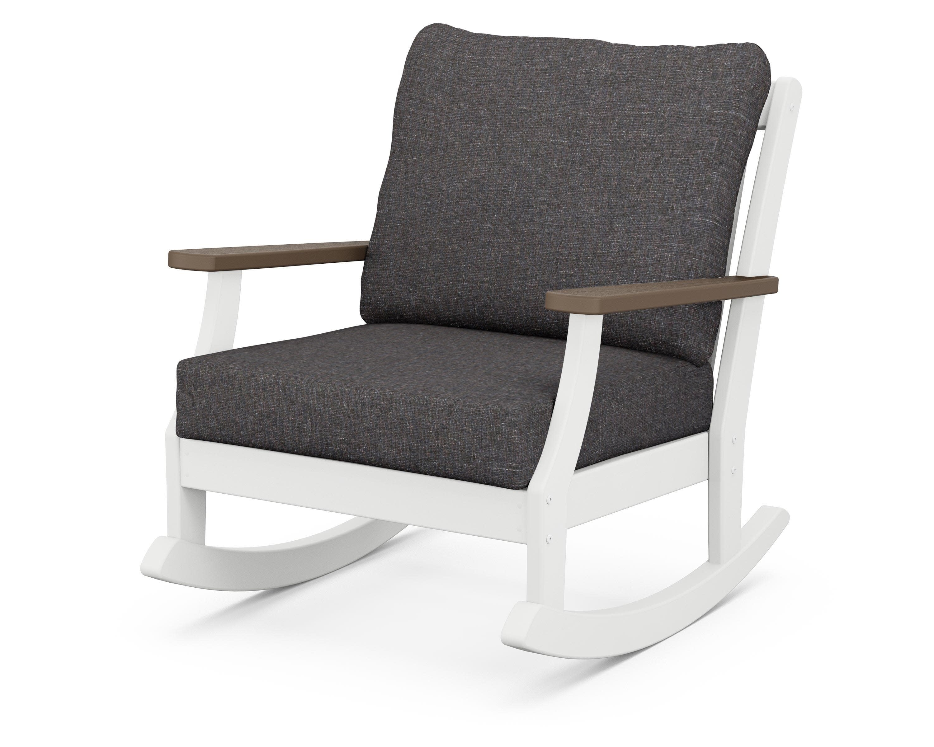 Braxton Deep Seating Rocking Chair in White / Kona / Ash Charcoal