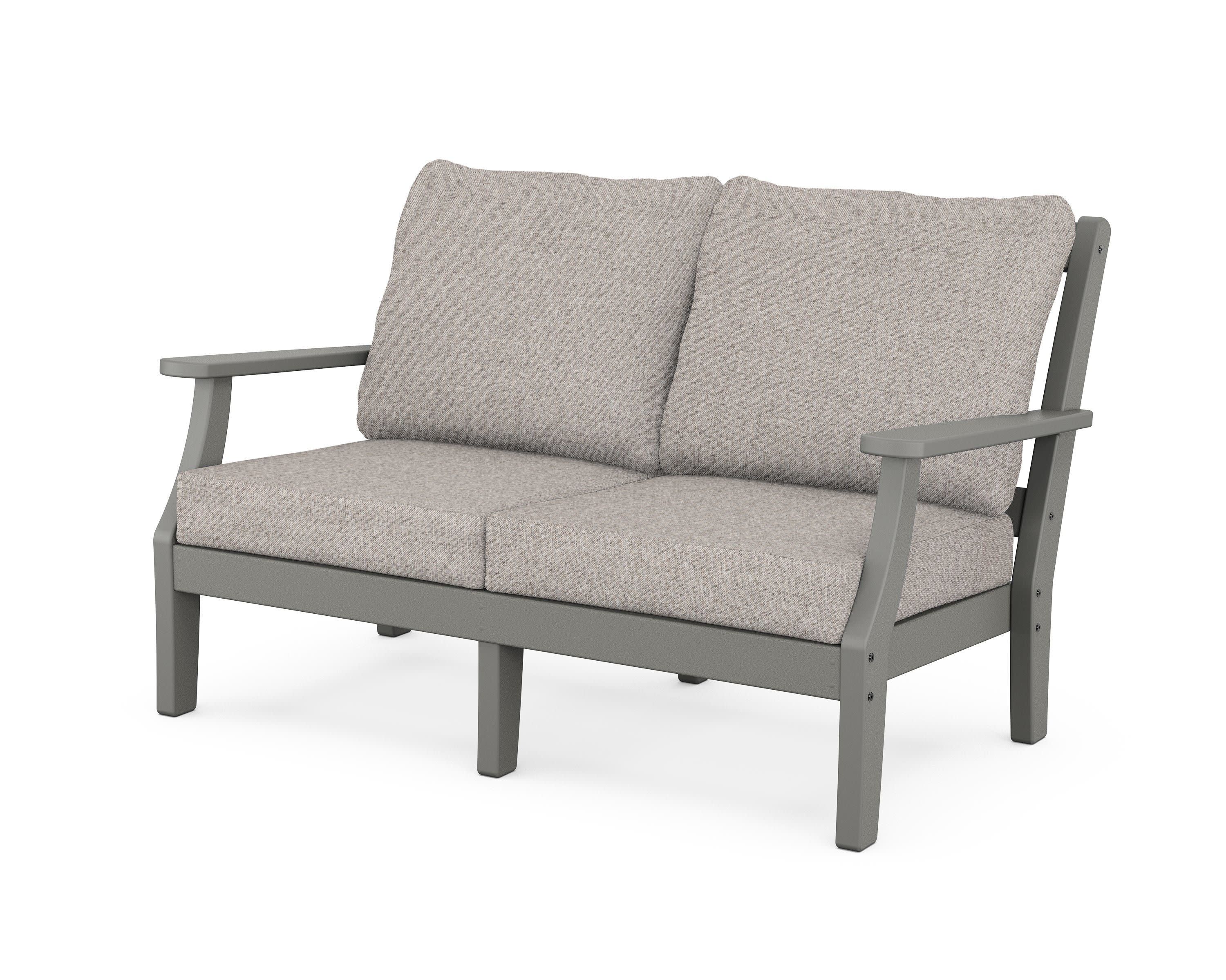 Chinoiserie Deep Seating Loveseat in Slate Grey / Weathered Tweed