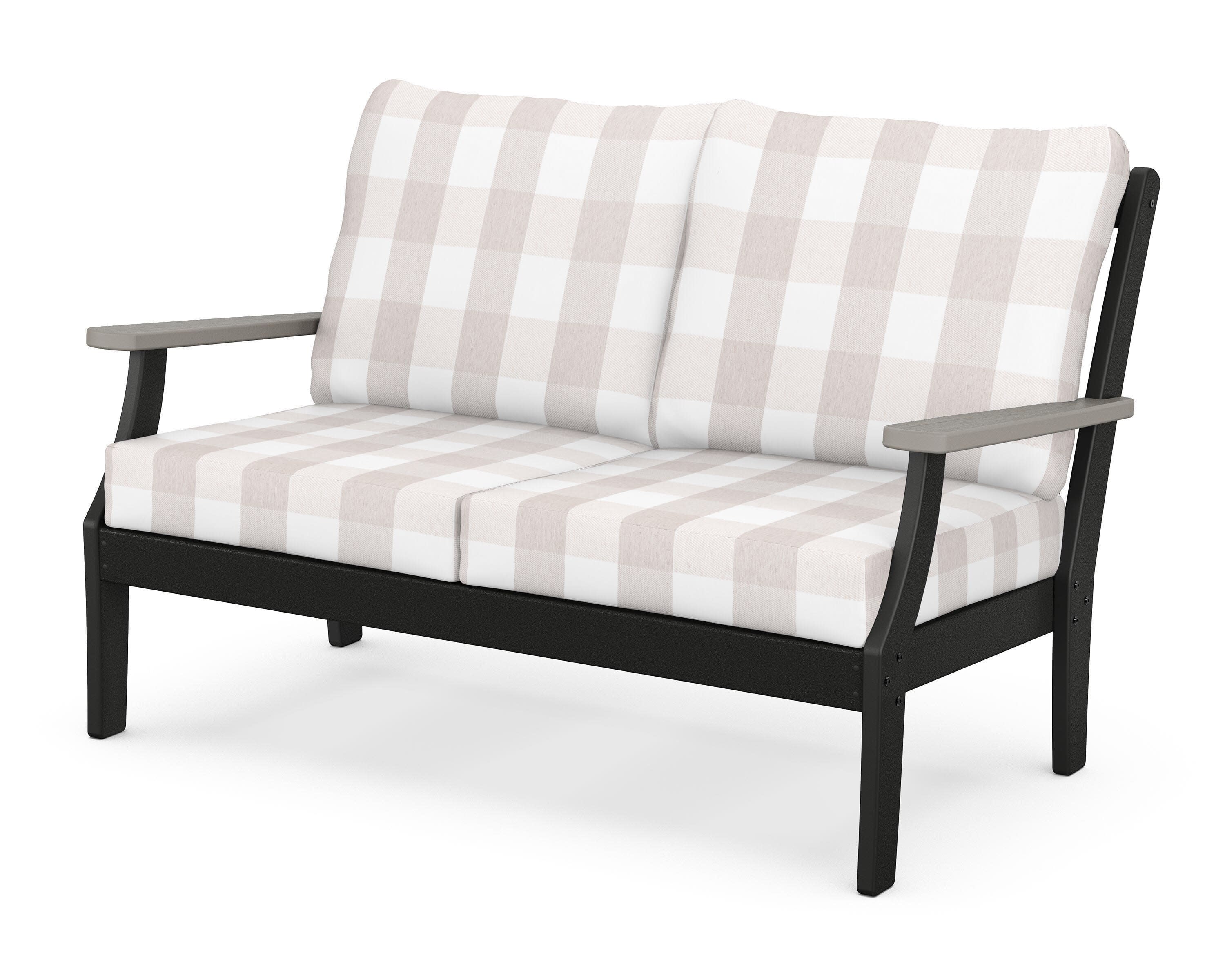 Braxton Deep Seating Loveseat in Black / Driftwood / Buffalo Plaid Dune Burlap