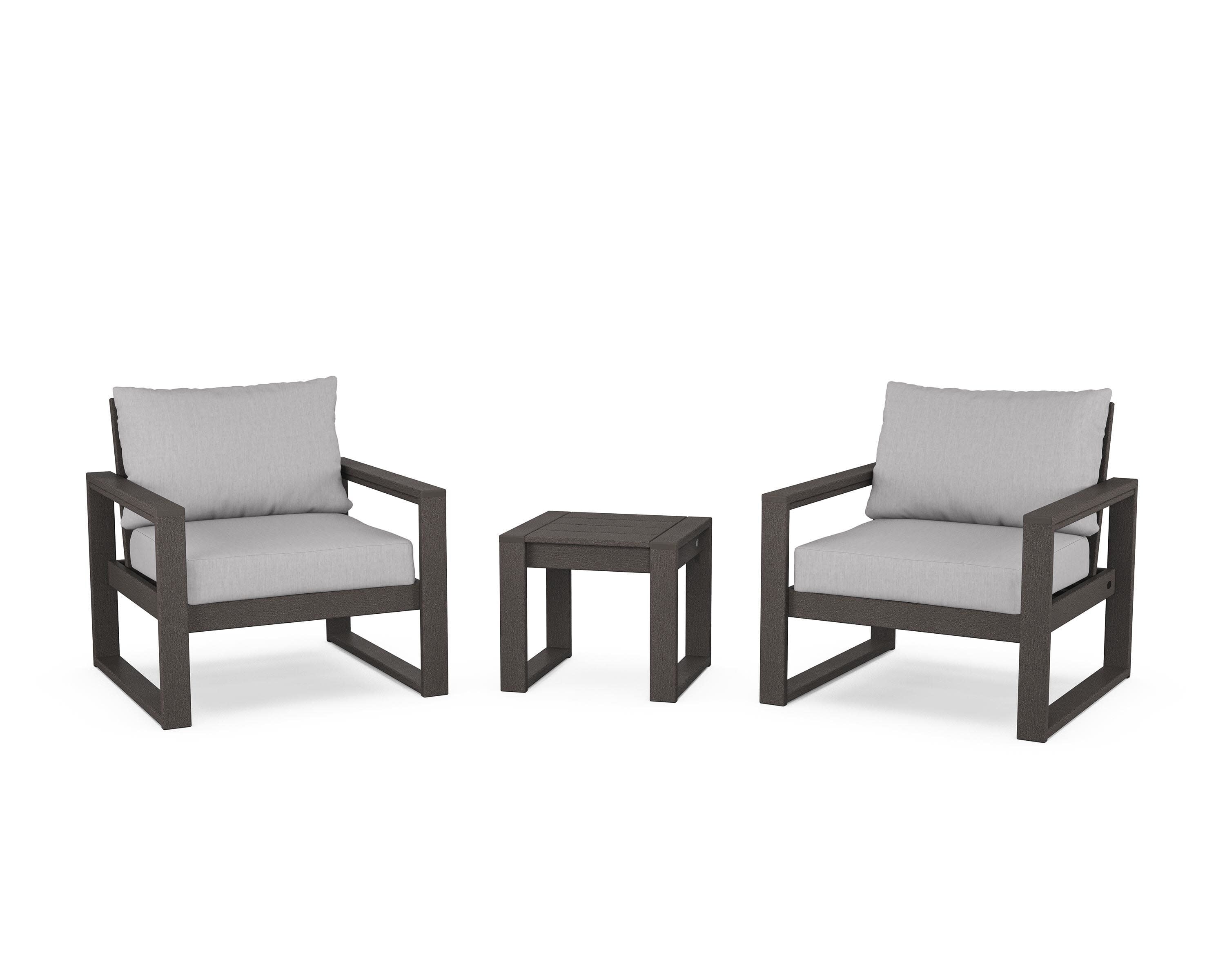 EDGE Sectional 3-Piece Deep Seating Set in Vintage Coffee / Granite