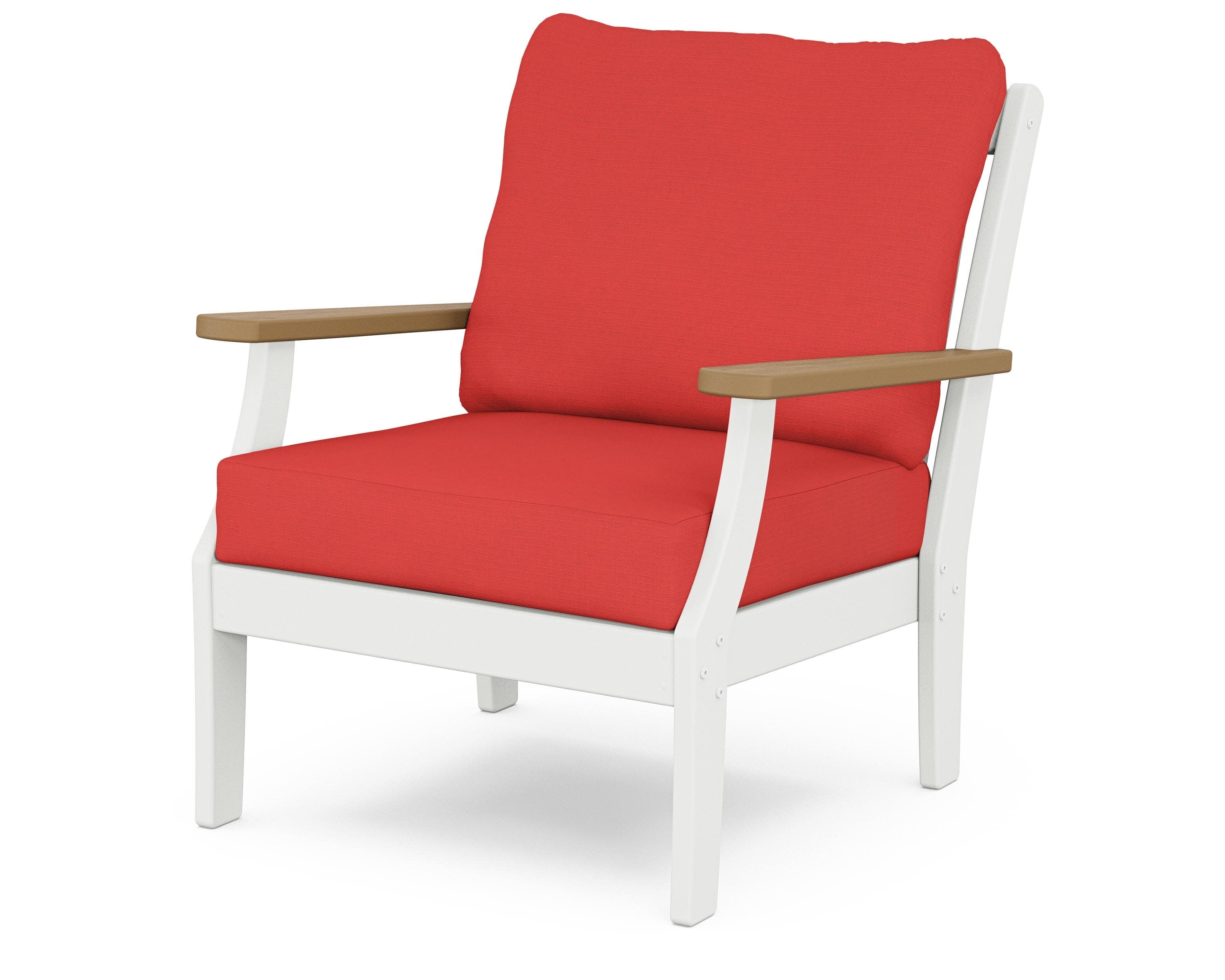 Braxton Deep Seating Chair in White / Natural / Crimson Linen