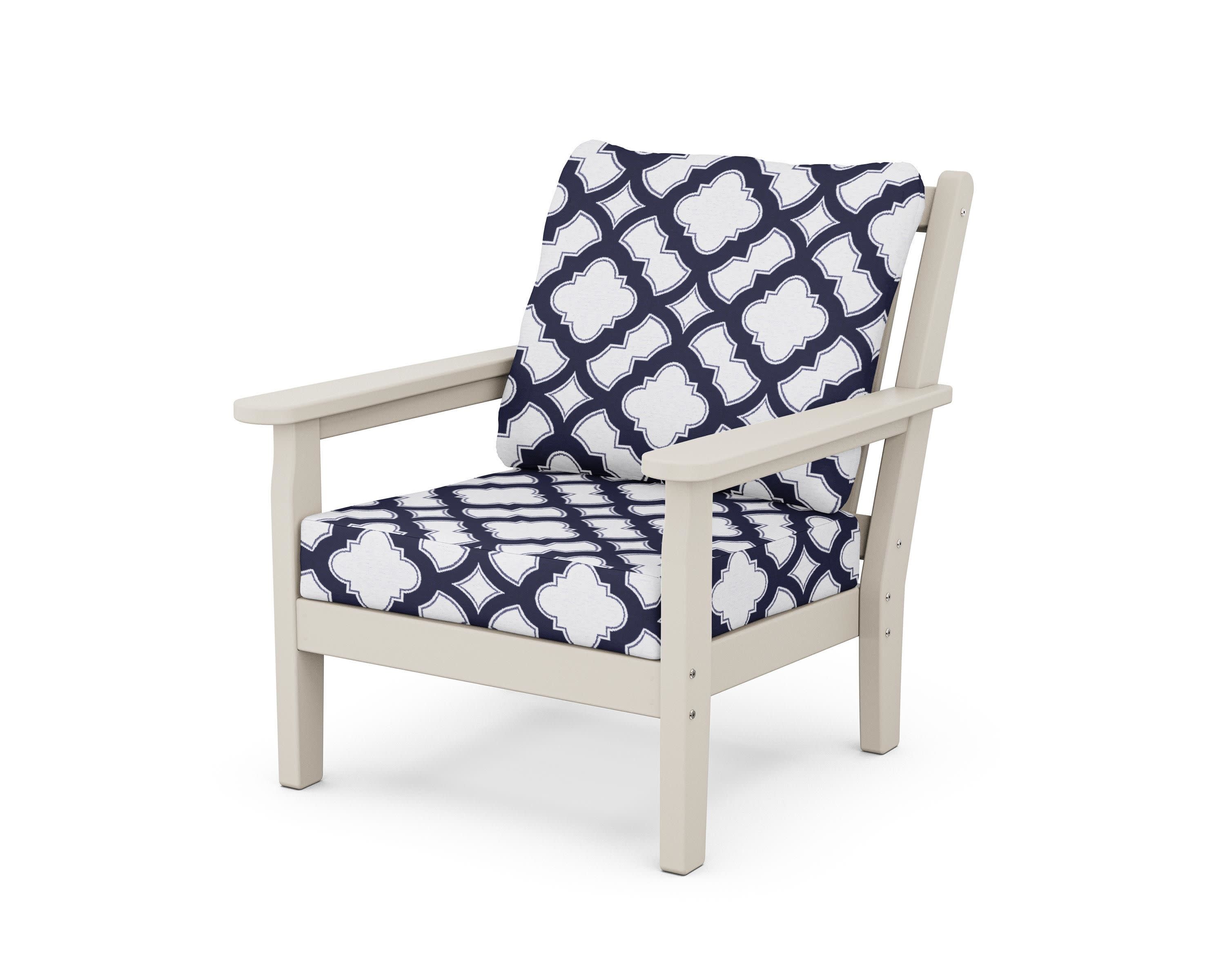Chippendale Deep Seating Chair in Sand / Trellis Navy