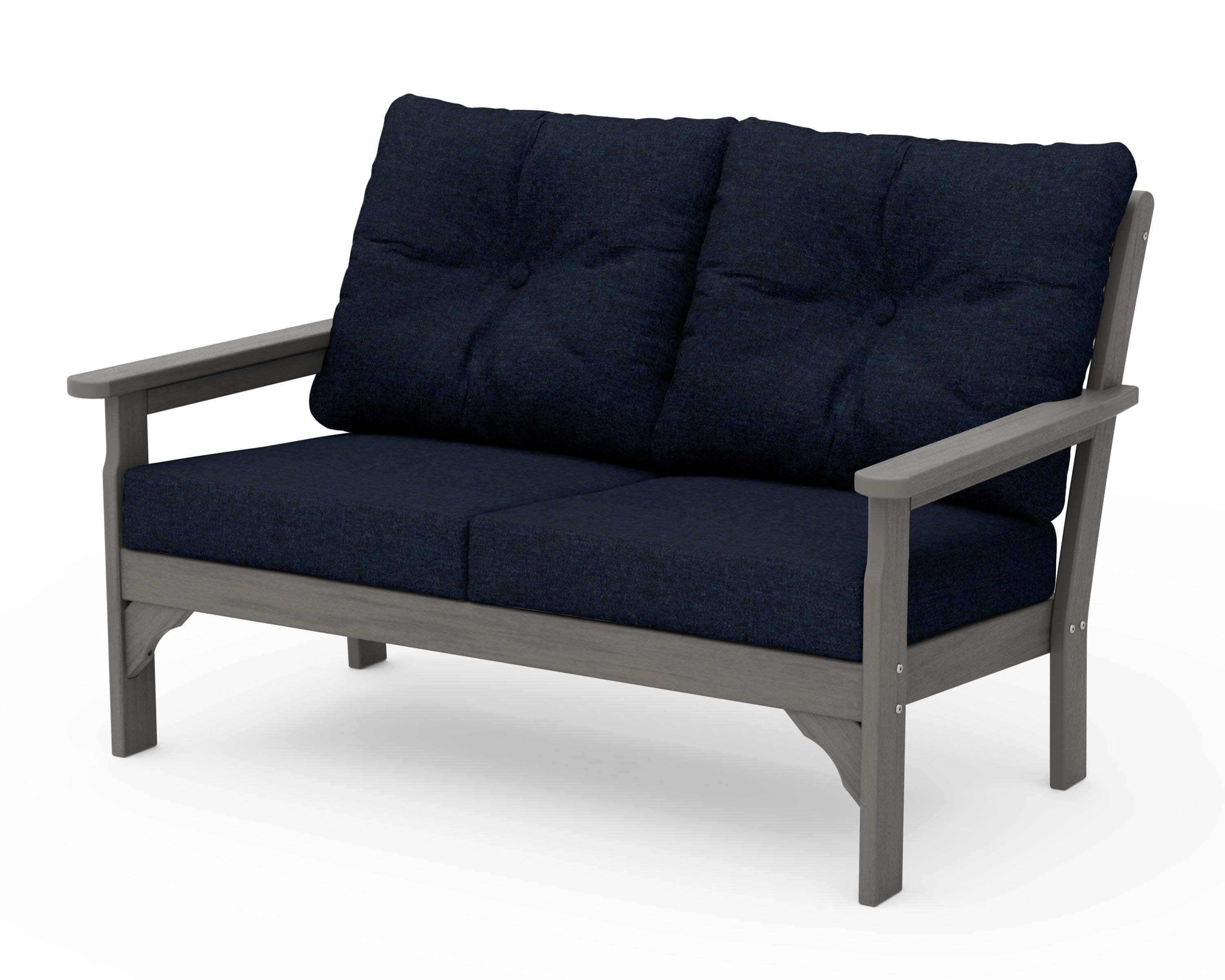 Vineyard Deep Seating Loveseat in Driftwood / Marine Indigo