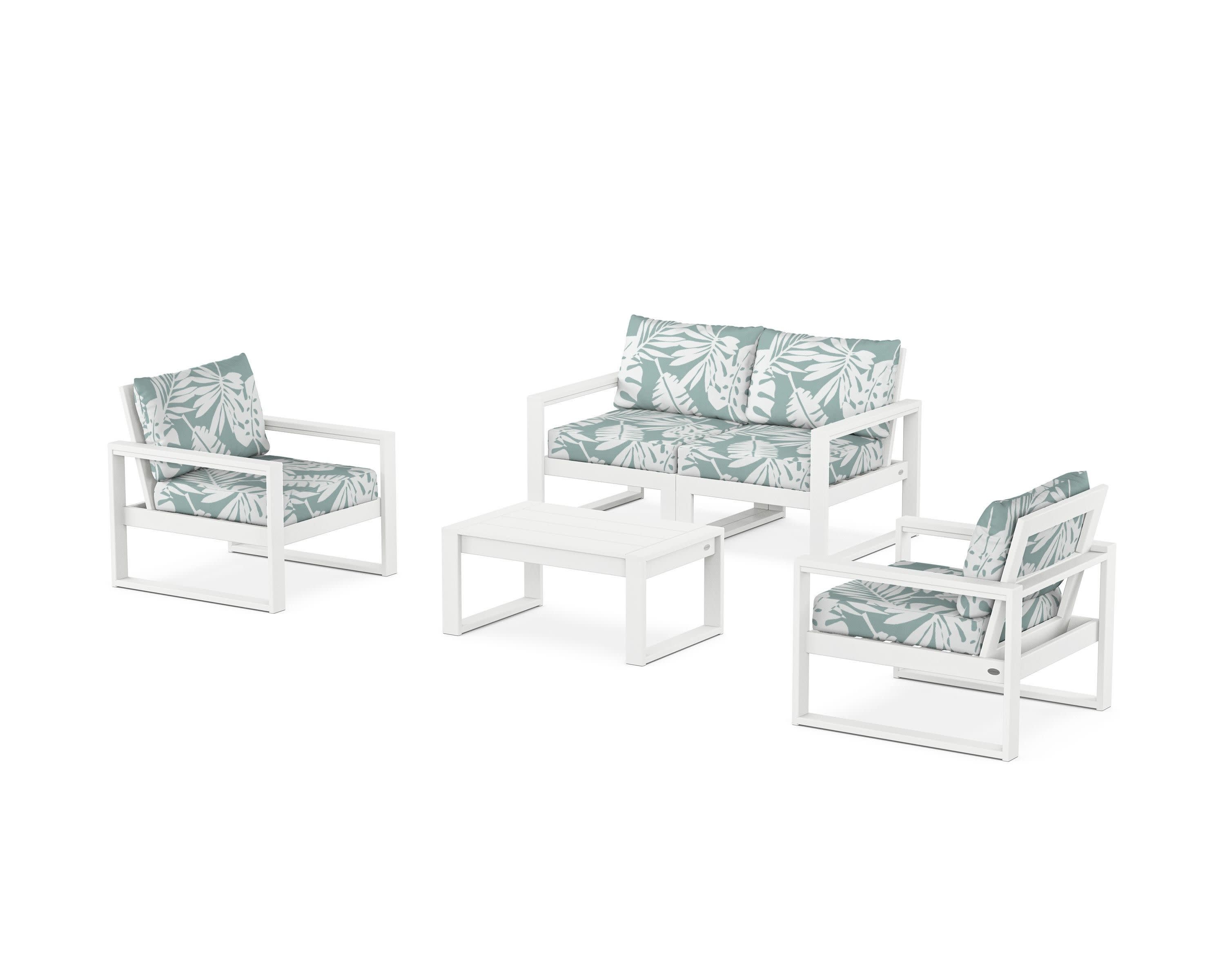 EDGE Sectional 4-Piece Deep Seating Set with Loveseat in White / Leaf Glacier Spa