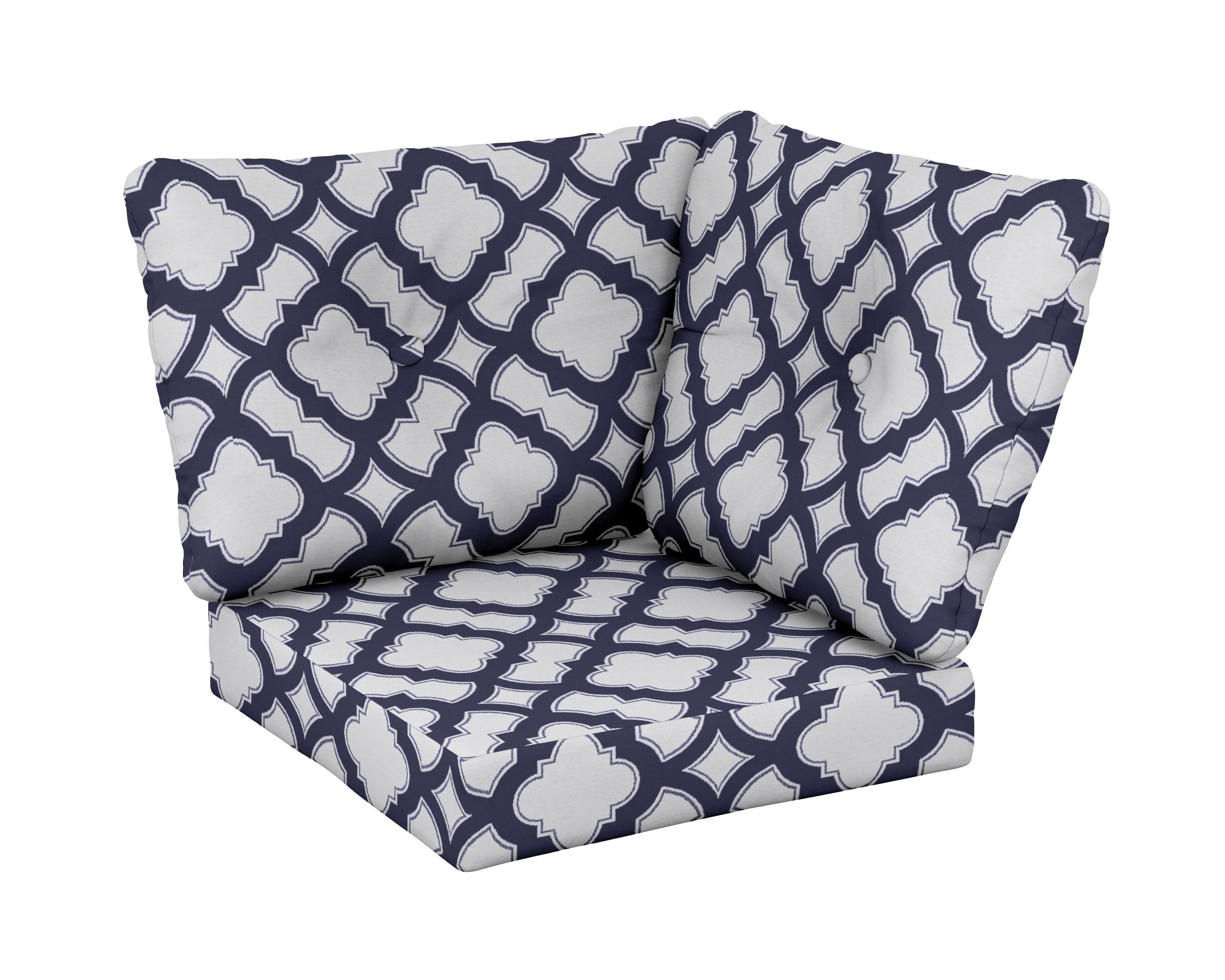 Modular Corner Cushion in Trellis Navy