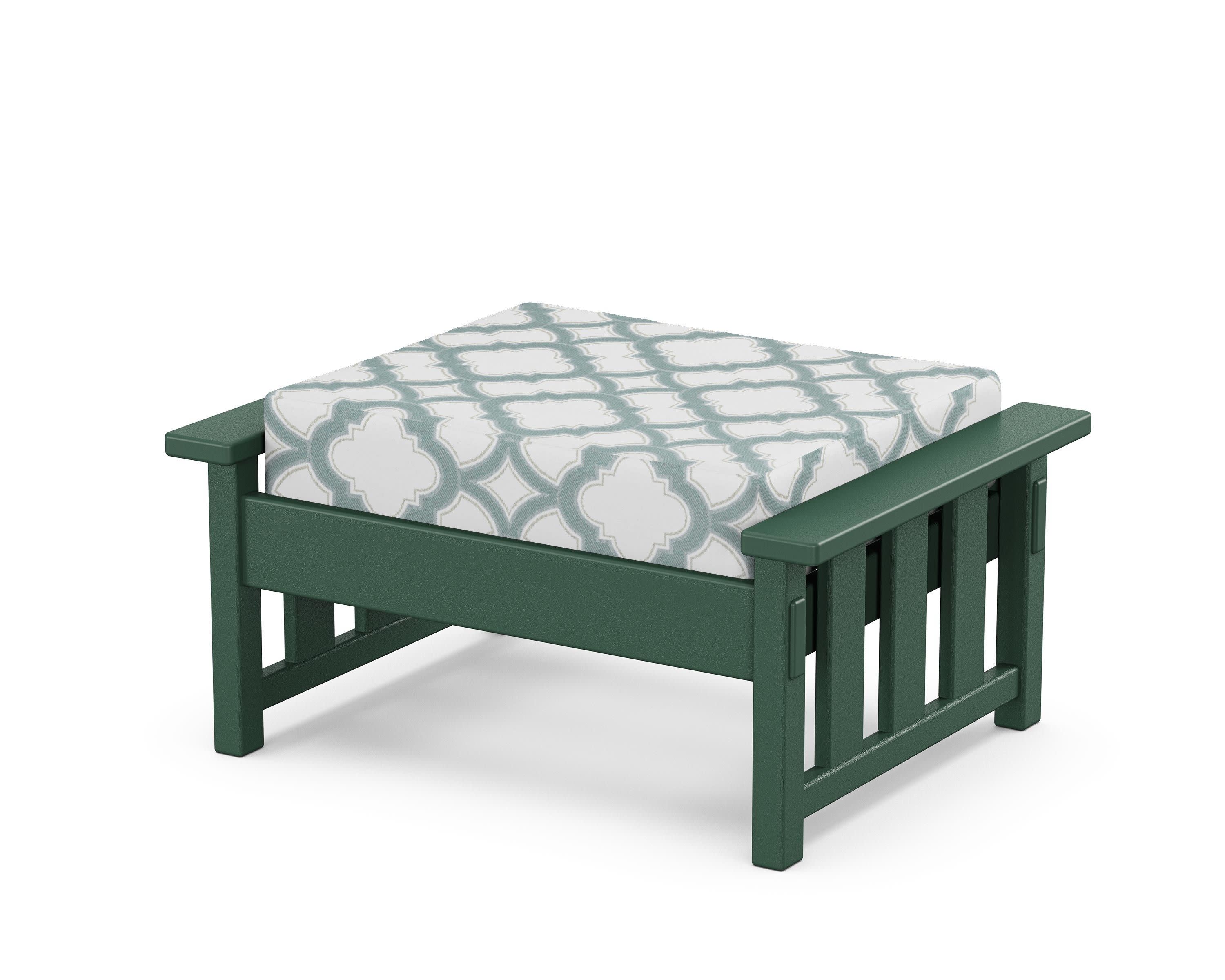 Acadia Deep Seating Ottoman in Green / Trellis Glacier Spa