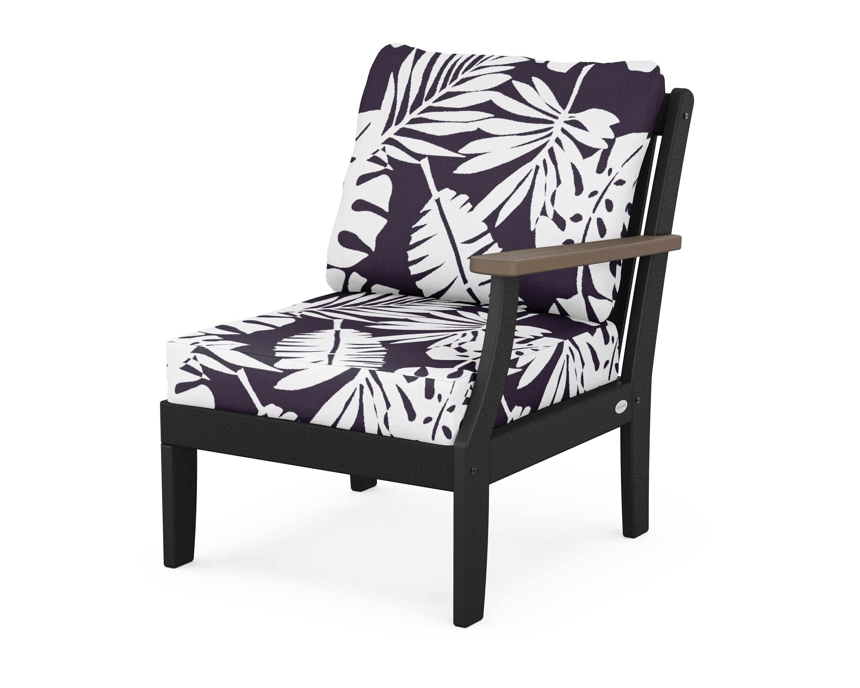Braxton Modular Right Arm Chair in Black / Kona / Leaf Navy