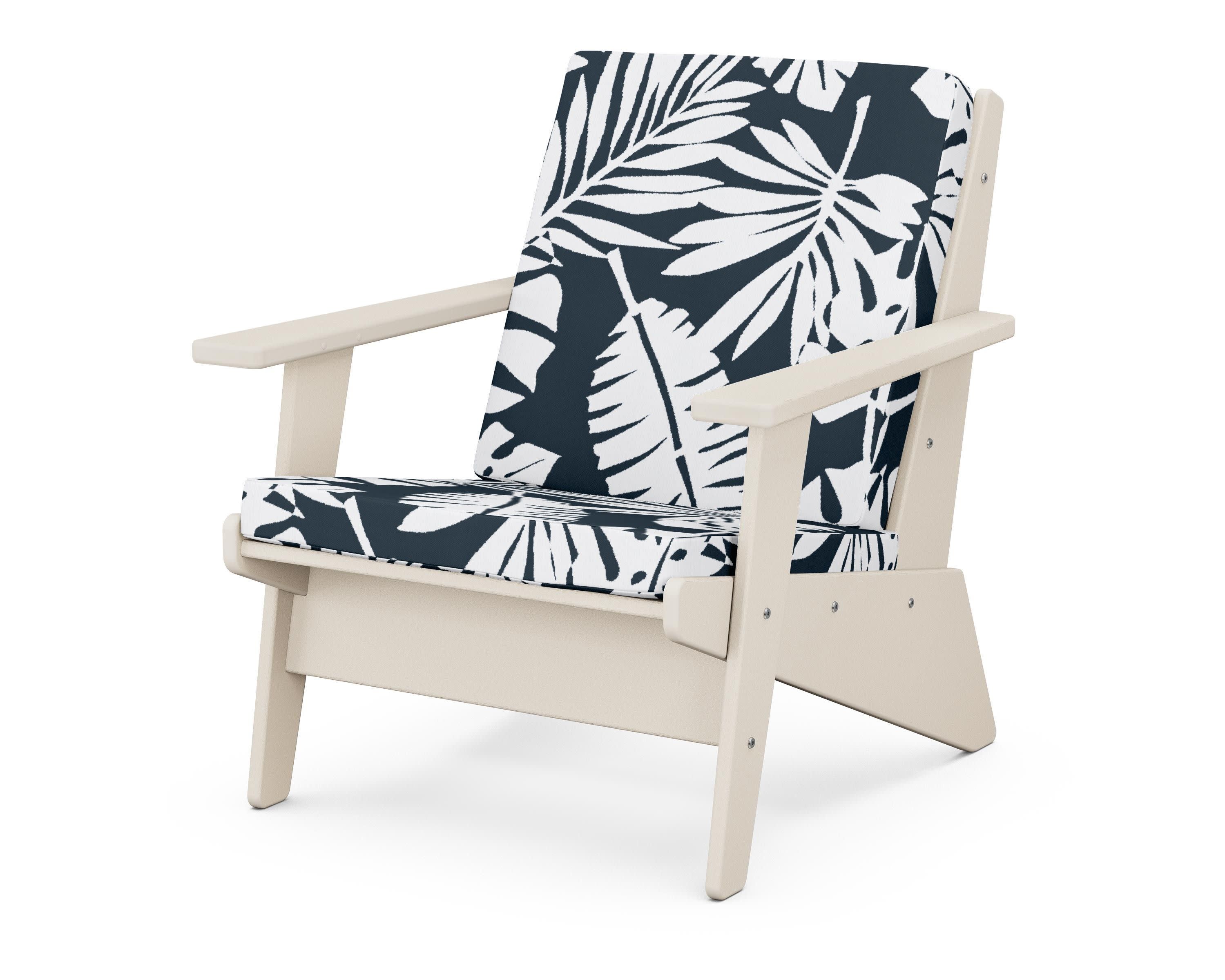 Riviera Modern Lounge Chair in Sand / Leaf Marine Indigo