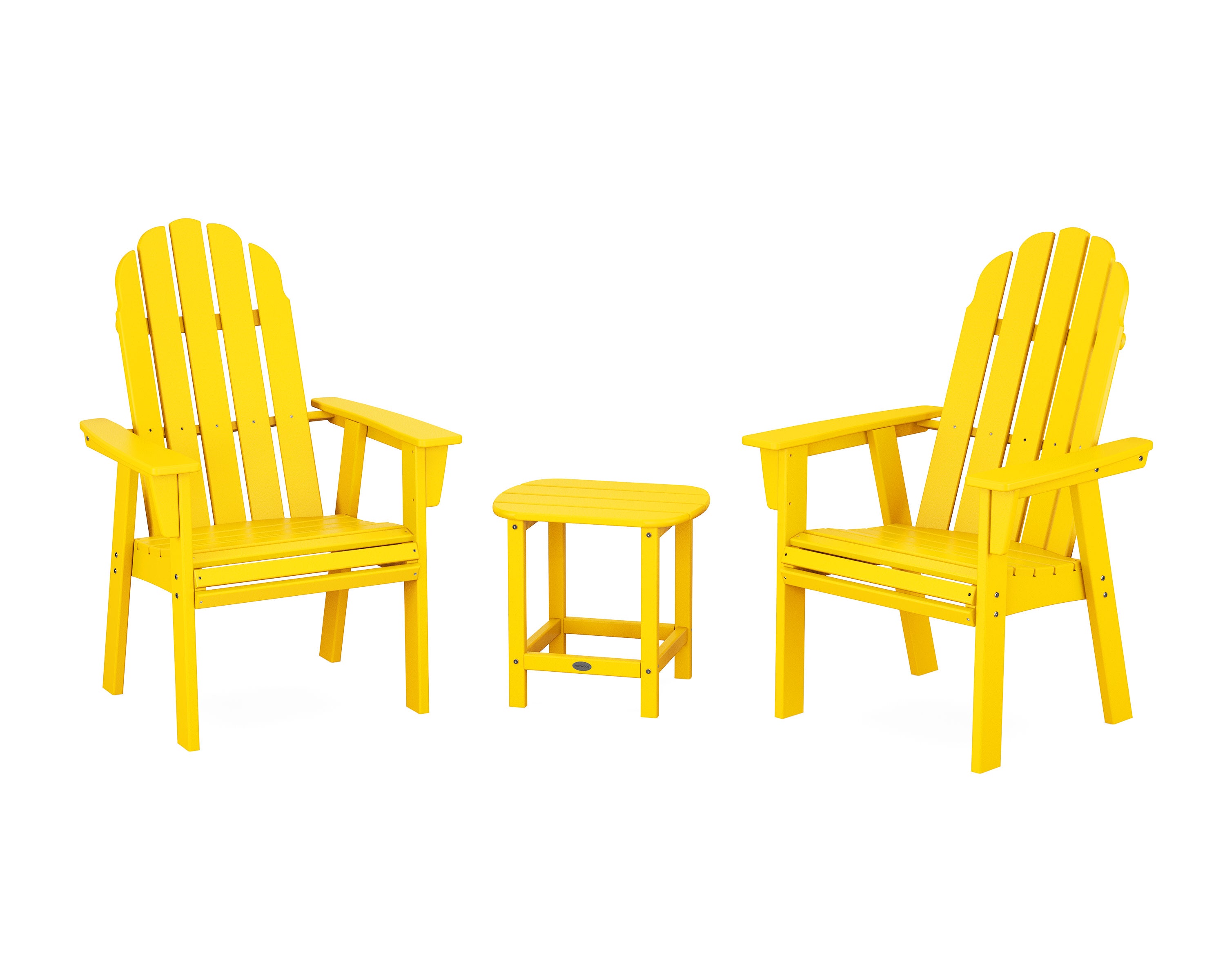 Vineyard 3-Piece Curveback Upright Adirondack Chair Set in Lemon